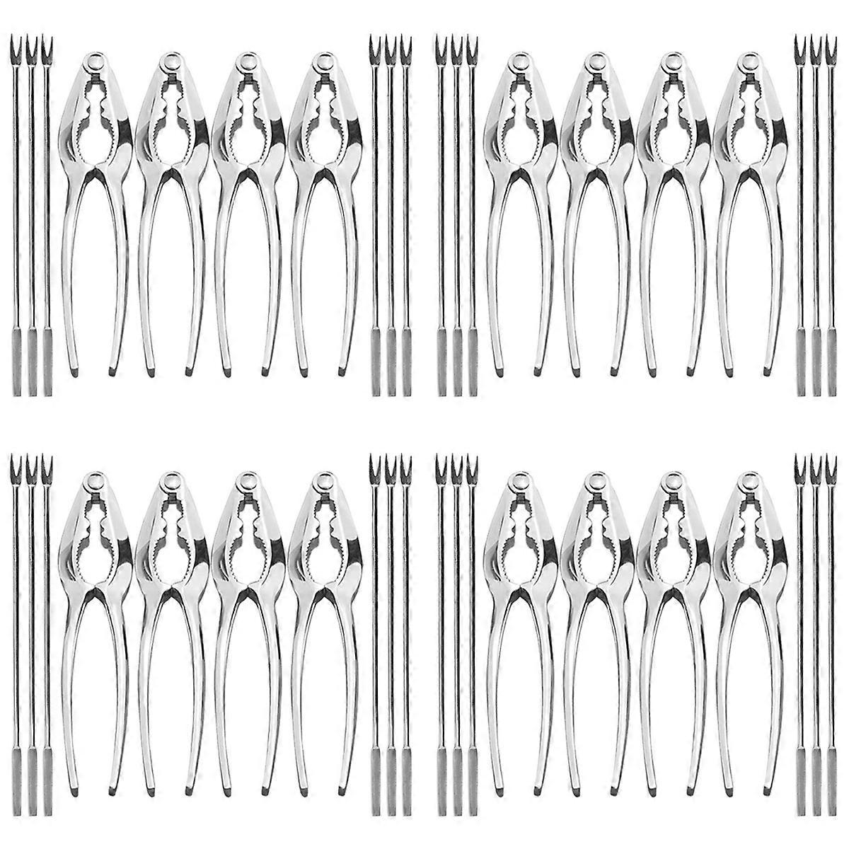 Seafood Tools Set, 4 Pcs Crab Crackers and 6 Pcs Seafood Forks