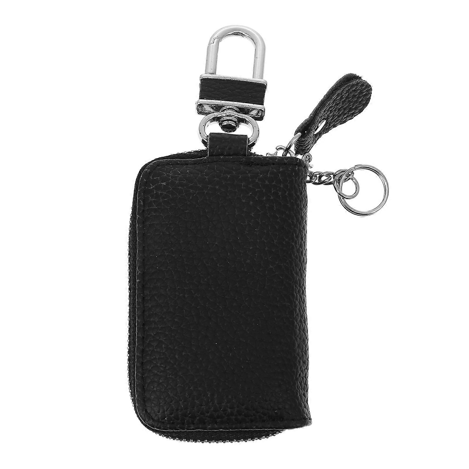 Genuine Car Key Case with Zipper for Storage Use Black Protective Bag