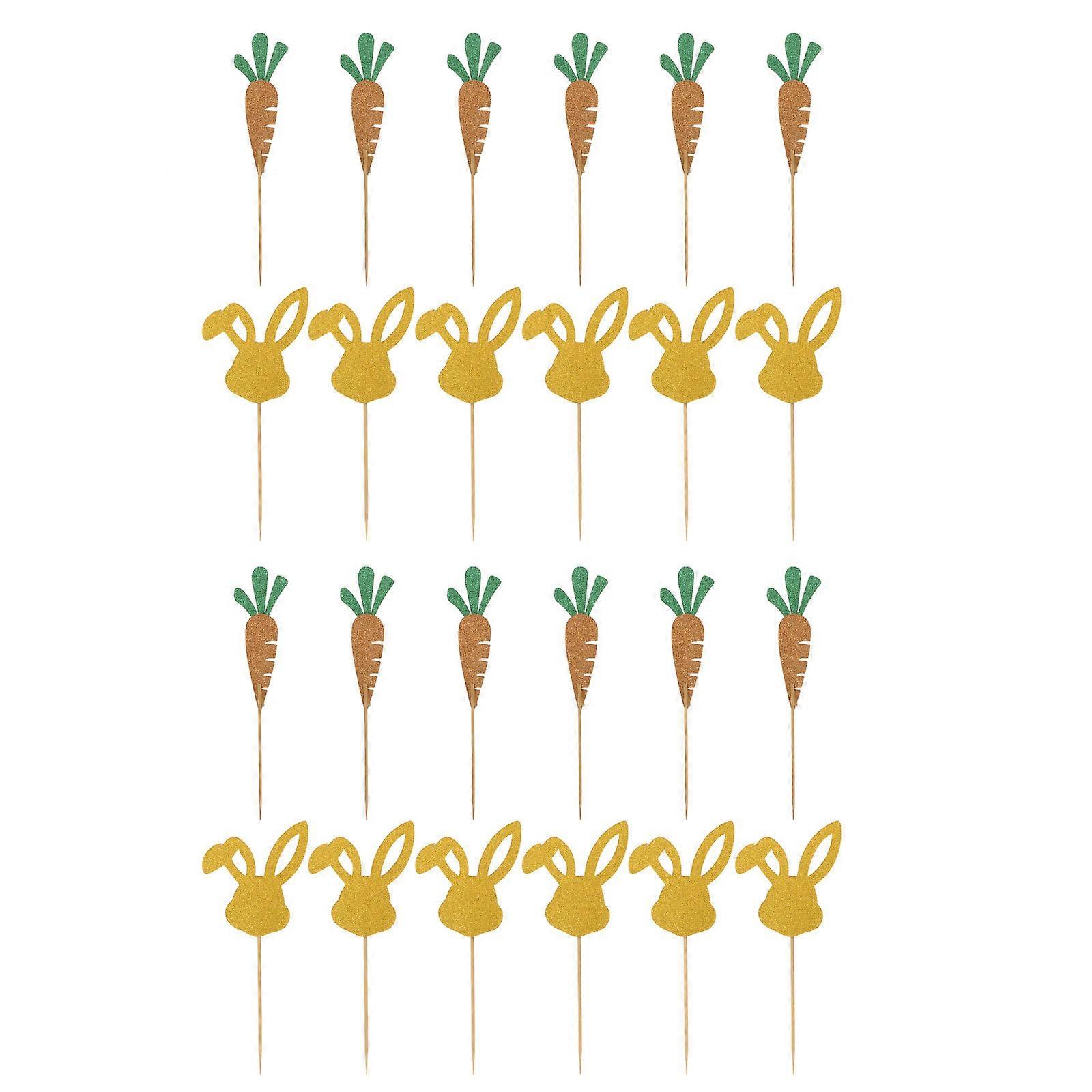 Cupcake Toppers Rabbit Cake Toppers Easter Party Decoration Assorted Color 12.8x5.3cm Cake Decoration 24Pcs