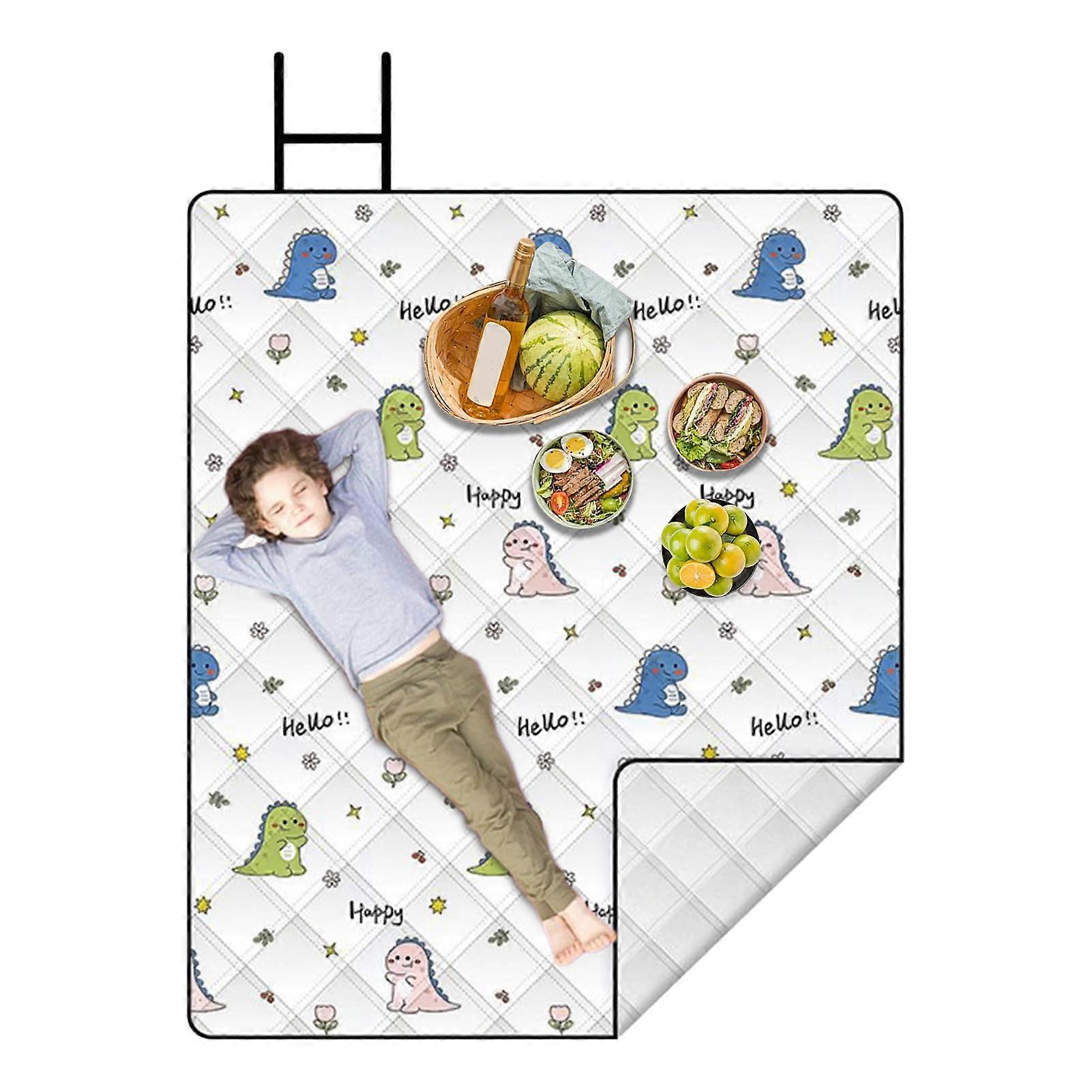waterproof picnic blanket foldable mat, lightweight portable for group activity white