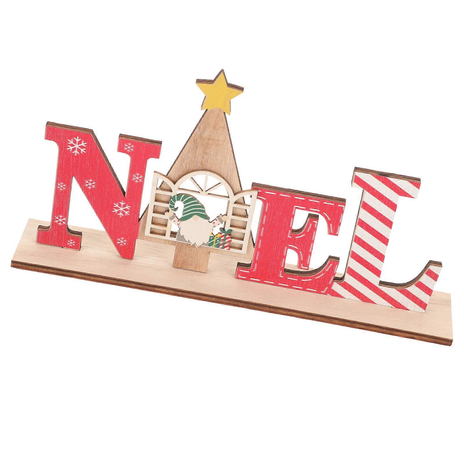 Table Decorations Wood Sign Holiday Ornament Rectangular Multi 22x11cm 1Set