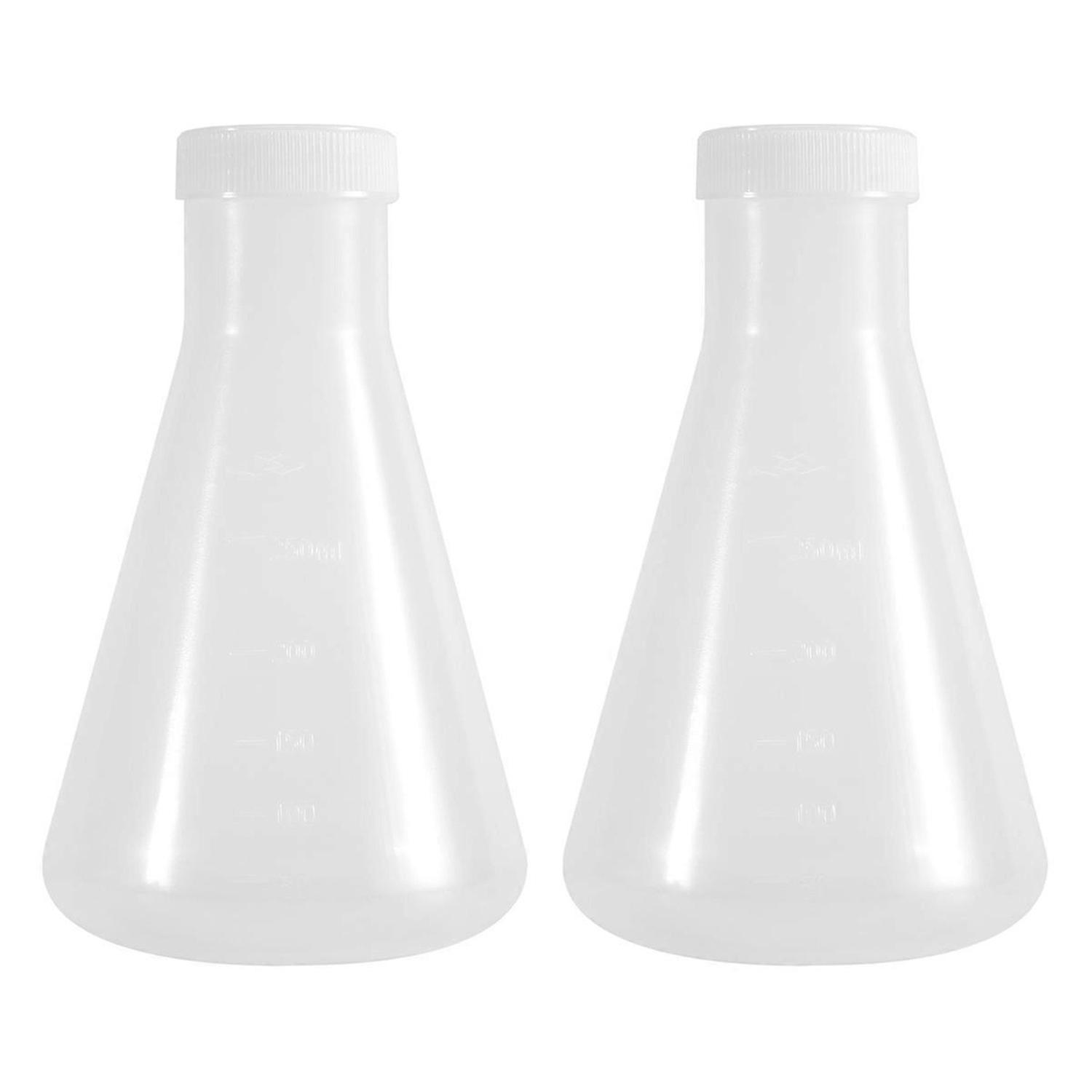 Laboratory Graduated Plastic Conical Flask, Measurable, Smooth Thick Wall, Two Bottles of 250Ml