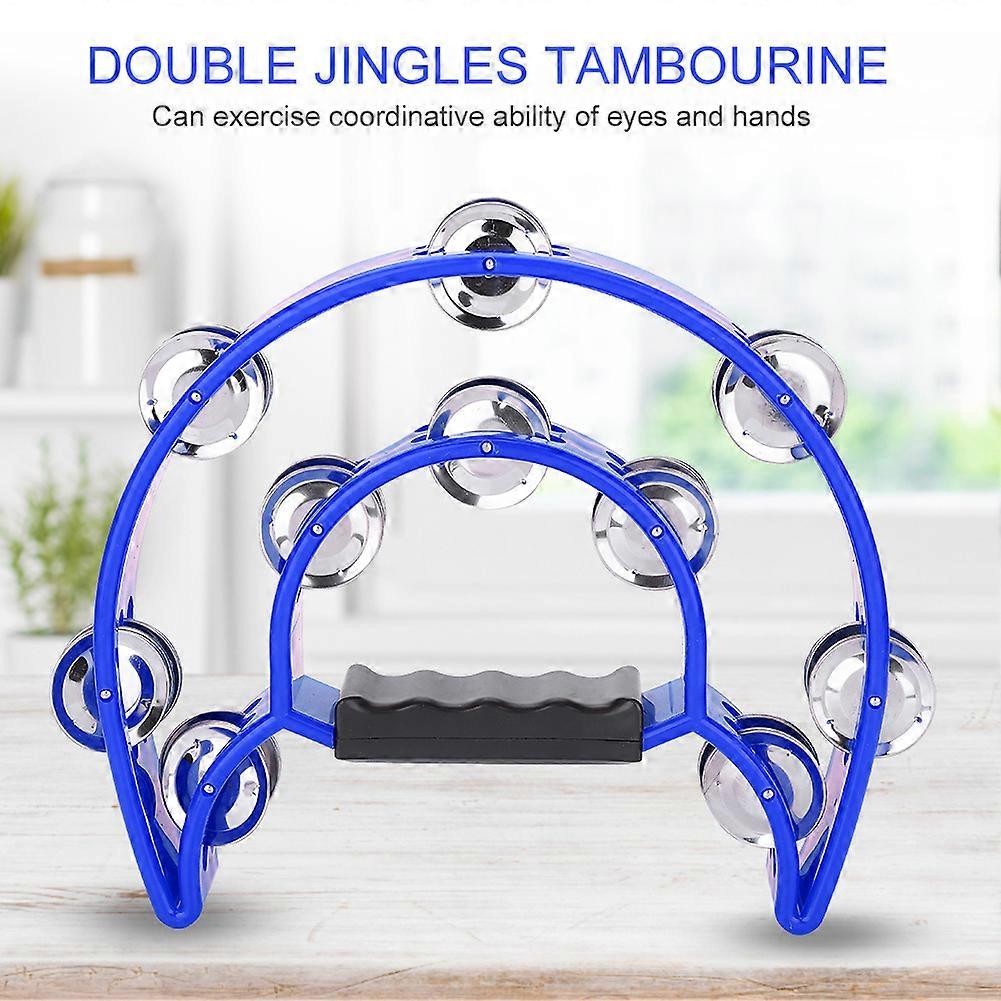 Double Row Jingles Handbell Tambourine 22.5x20.5cm Blue