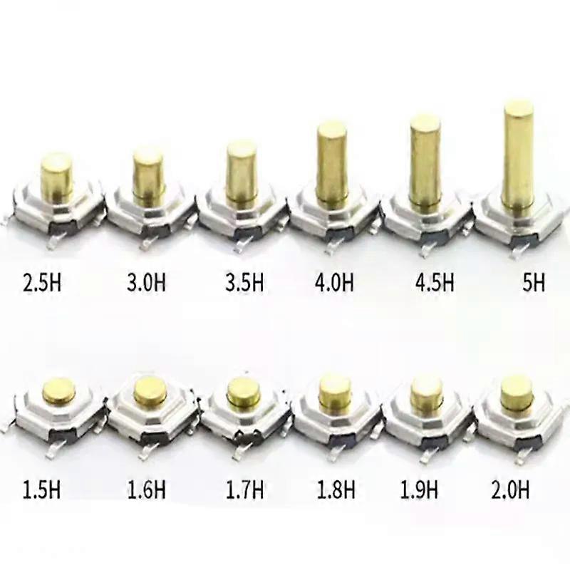 50pcs SMD Tactile Tact Push Button Micro Switch 4*4*08 15 17 2 25 3 35 43mm Momentary Push Button Copper Head