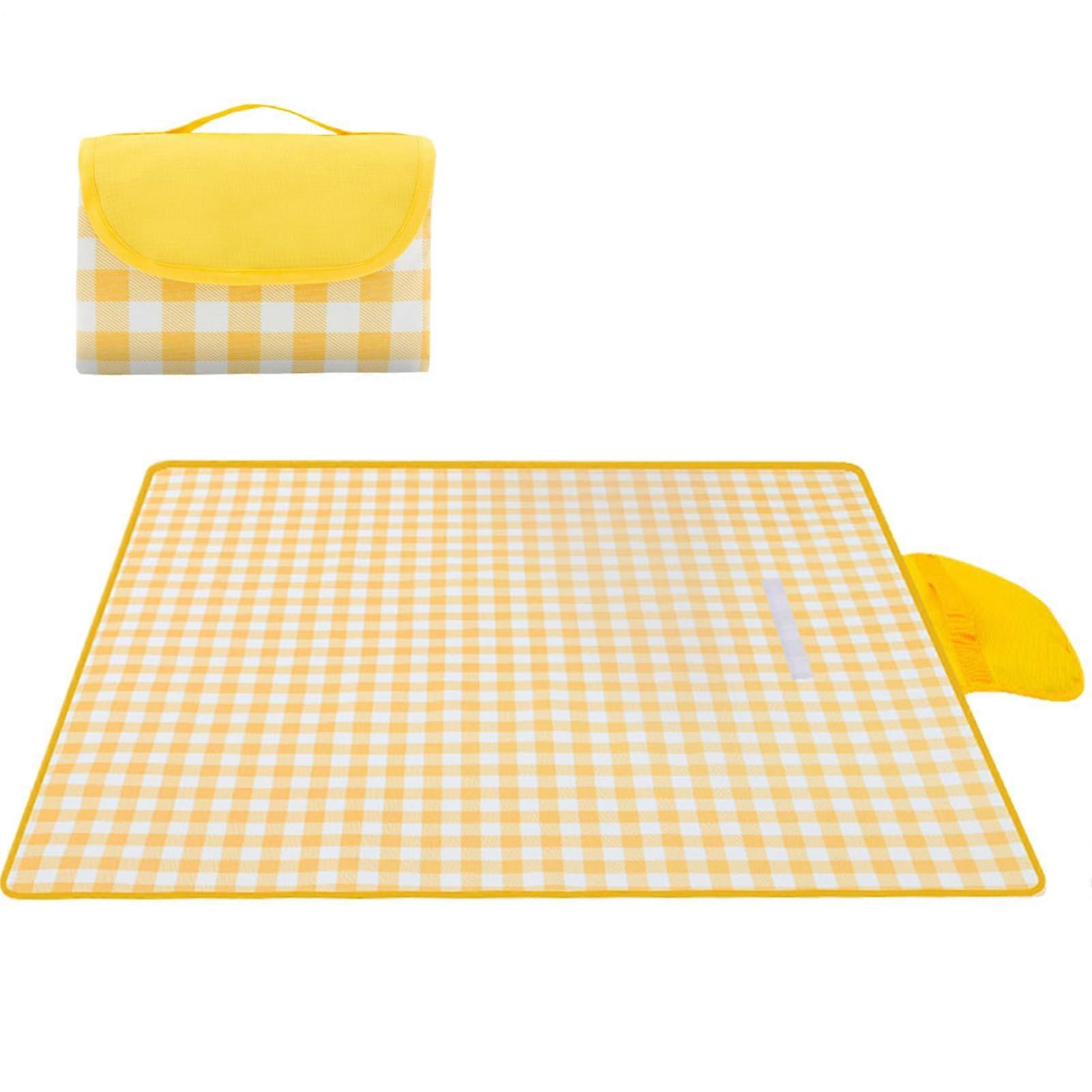Picnic Blanket, Foldable, Sandproof Mat for Family Yellow