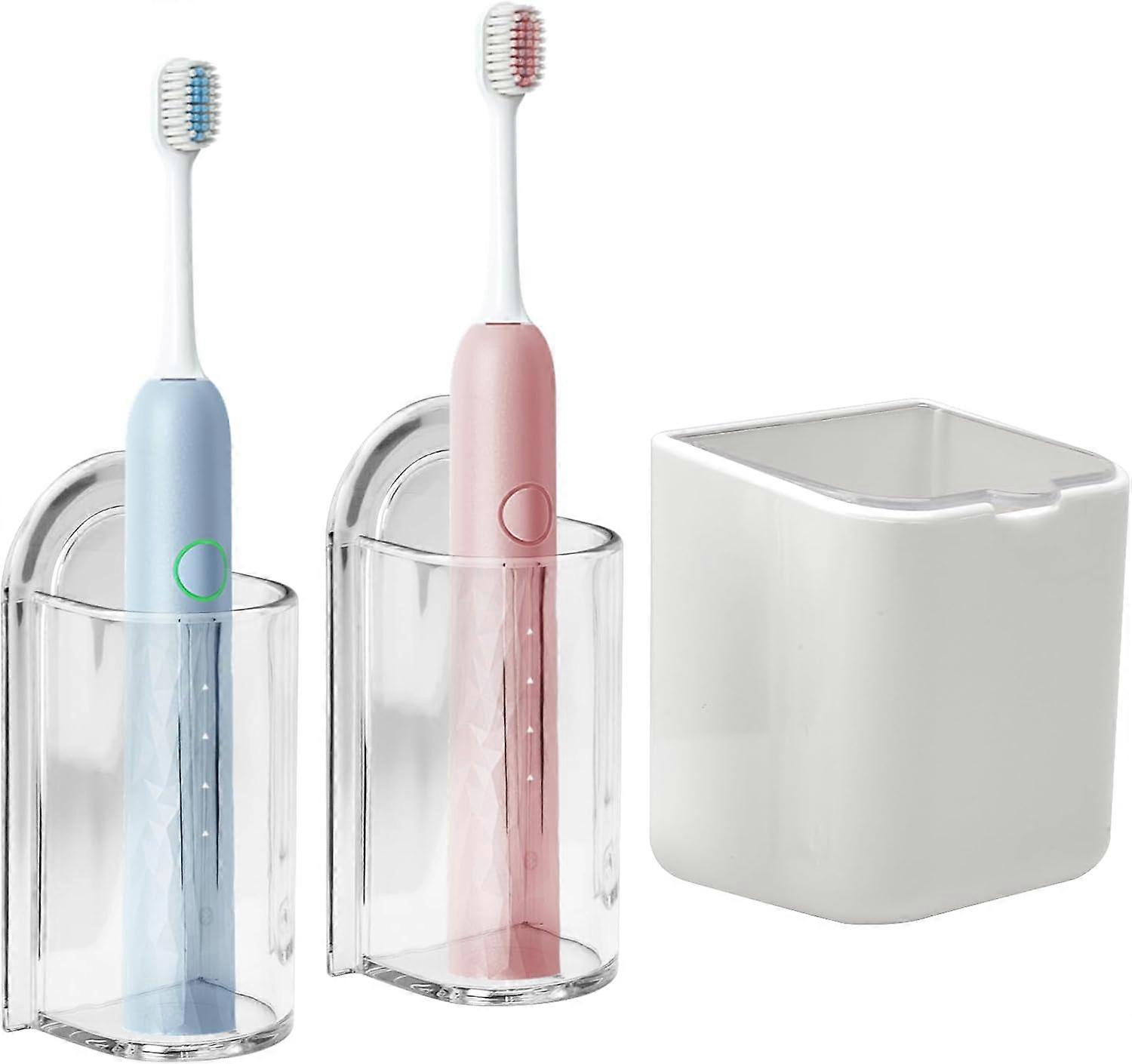 Set of 3 electric toothbrush holders, storage box
