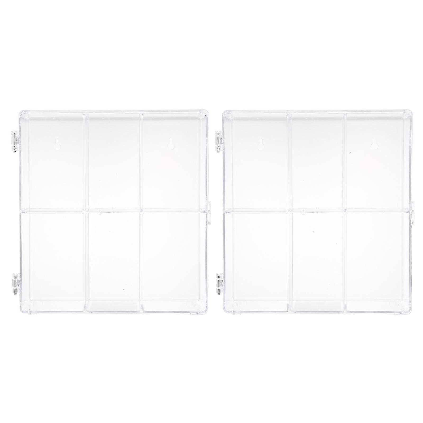 Desktop Storage Box Multi Layered Grid For Dolls And Mini Figures 20.4X18.5CM 2Pcs