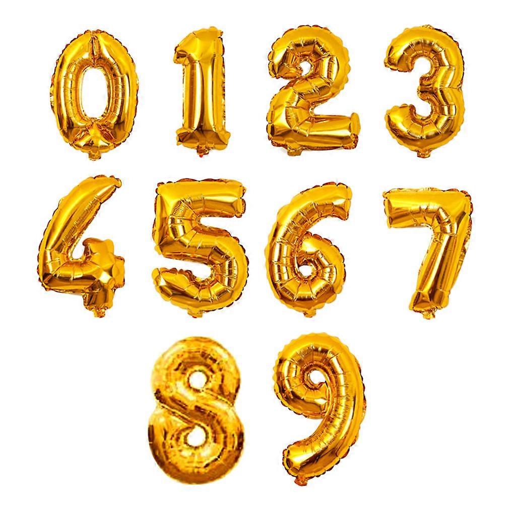 Balões de Ouro Números 16 Polegadas Balões Celebrações de Casamento 10Pcs