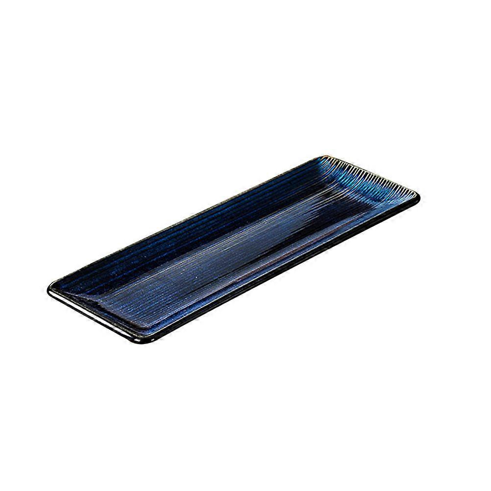 Japanese Sushi Plates Ceramic Sashimi Plate Elegant and Simple Decorative Sushi Tray Blue Rectangular For Festivals 1Pack