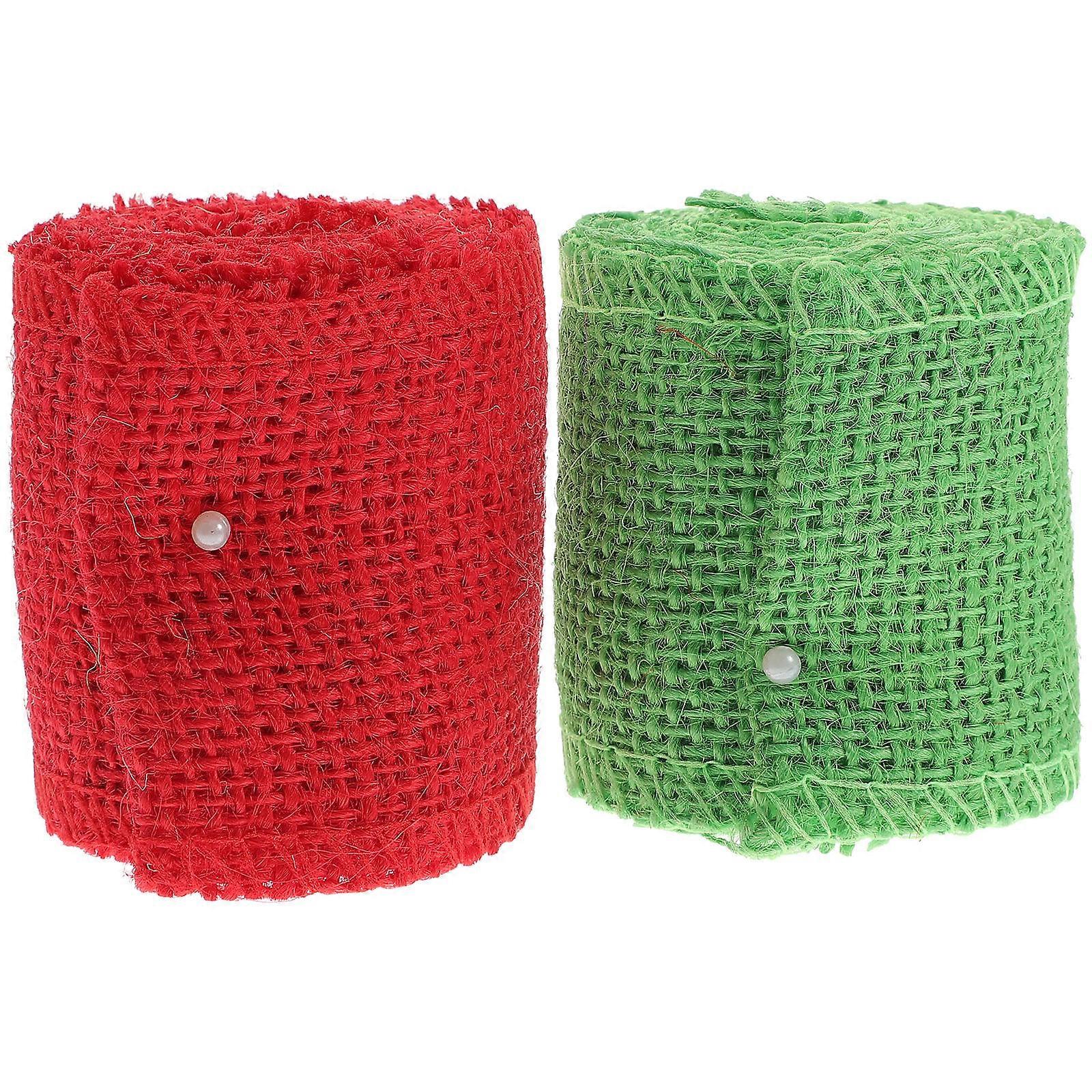 Jute Ribbons Crafts Burlap Ribbons for DIY Wrapping Red 2 Rolls 200x6cm Wrapping