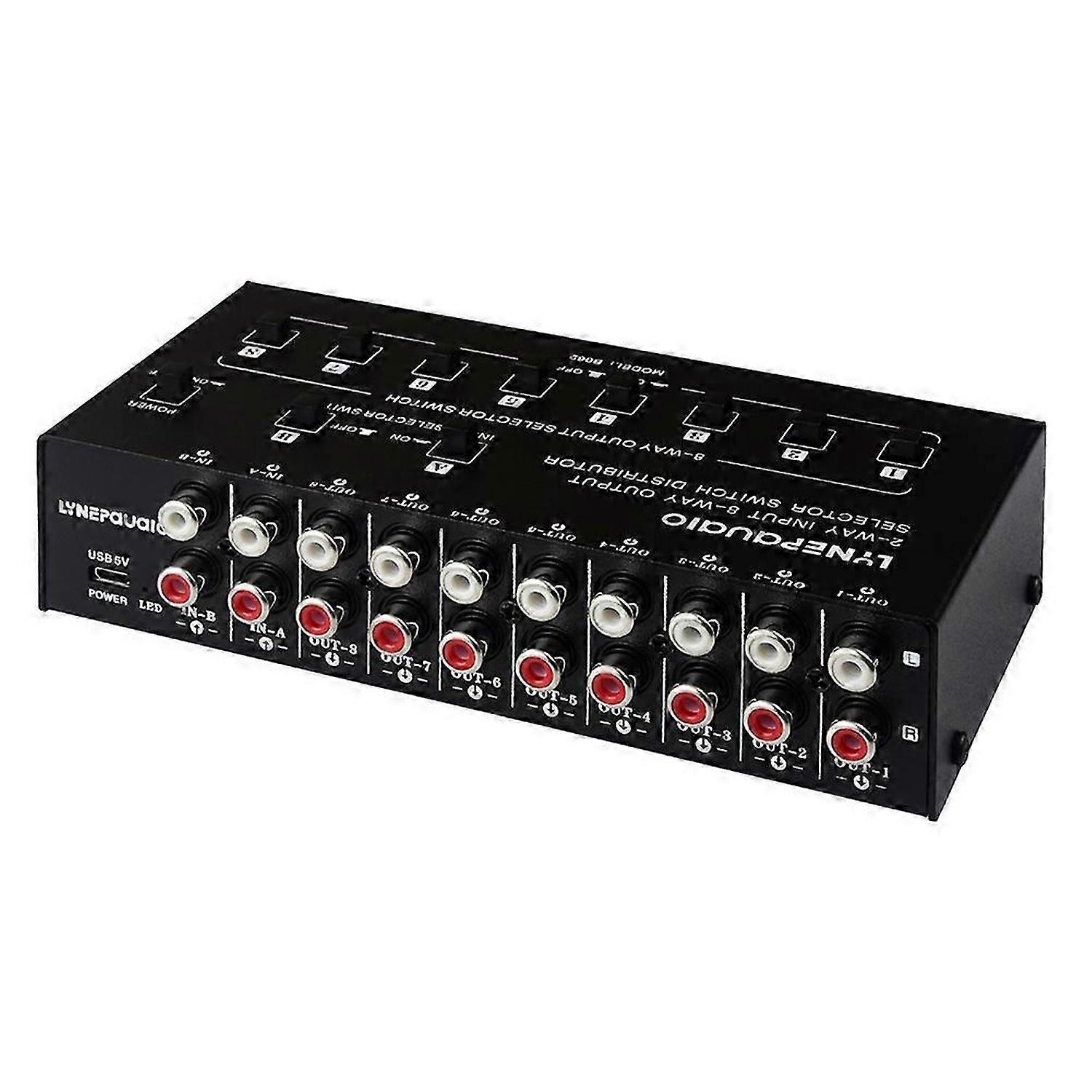 2 in 8 Out Audio Frequency Signal Selector Shift Device Support 2 Sets Mix Input and 8 Sets Output R