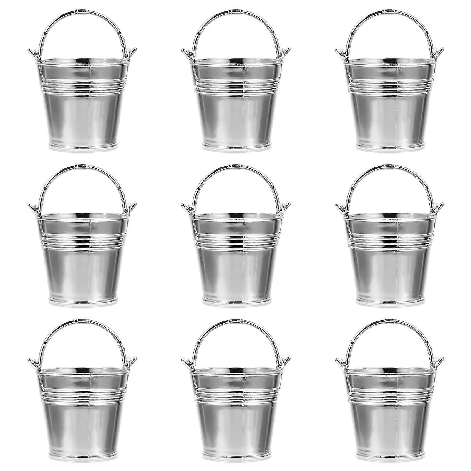 10Pcs Mini Snack Buckets Silver Candy Storage Barrels Biscuit Containers