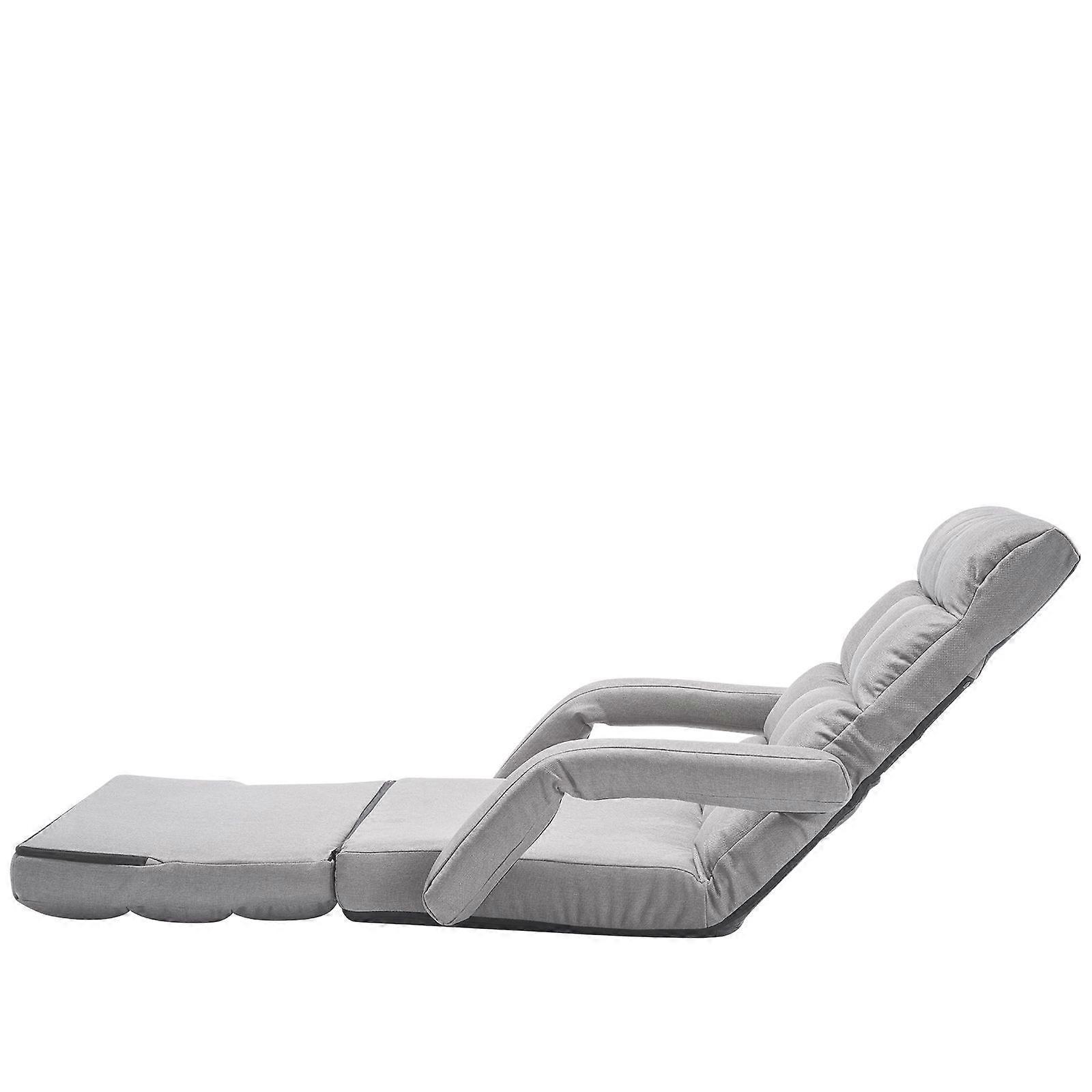 Floor Chair, Floor Gaming Chair with 5 Adjustable Position and Back Support, Sofa Lounger Bed with Back Cushion, Gray