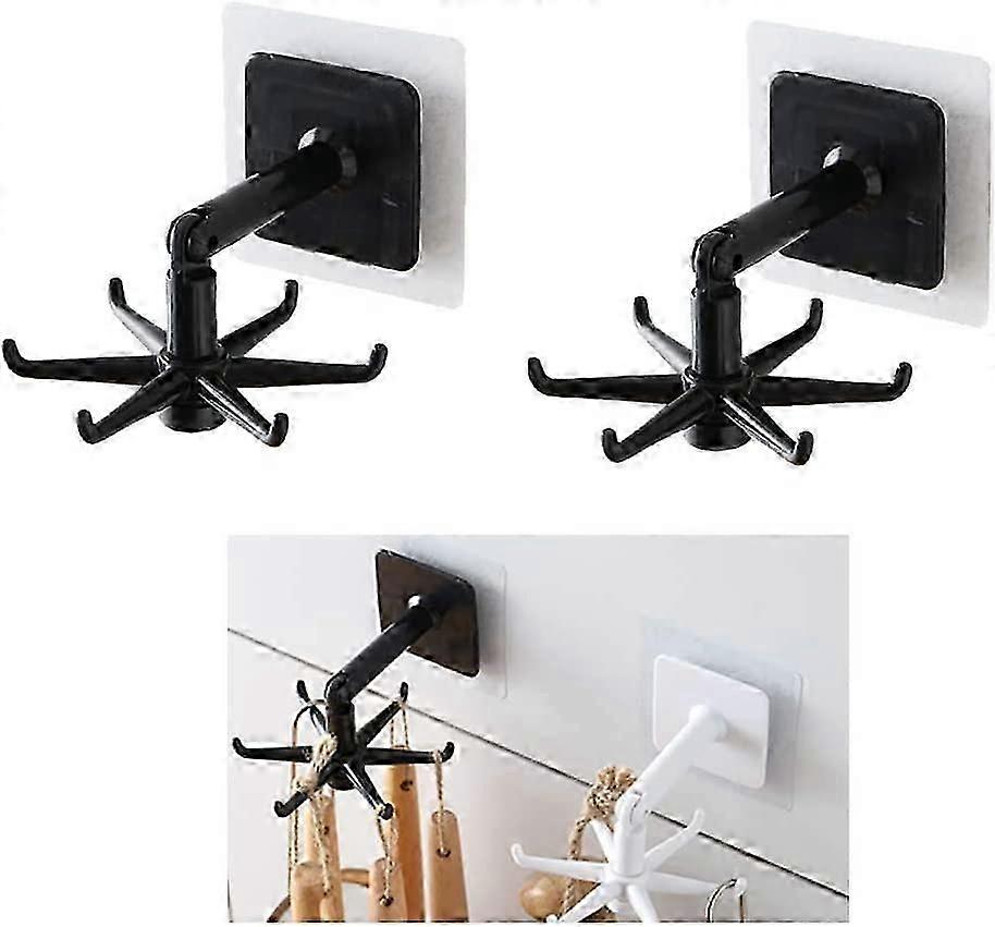 2-Pack Rotating Wall Hooks for Utensils - Self-Adhesive & Space-Saving