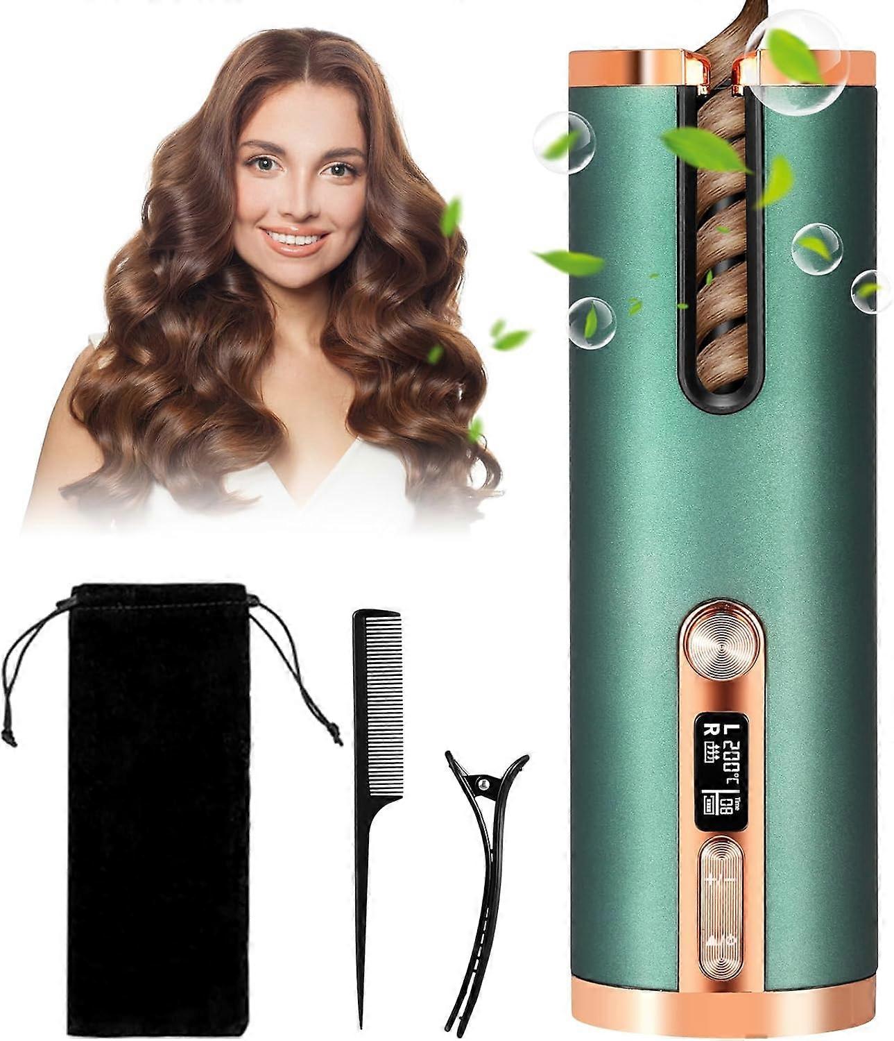 Automatic Rotating Curling Iron, Type-C Charging, Adjustable Temperature and Timer 5200mAh