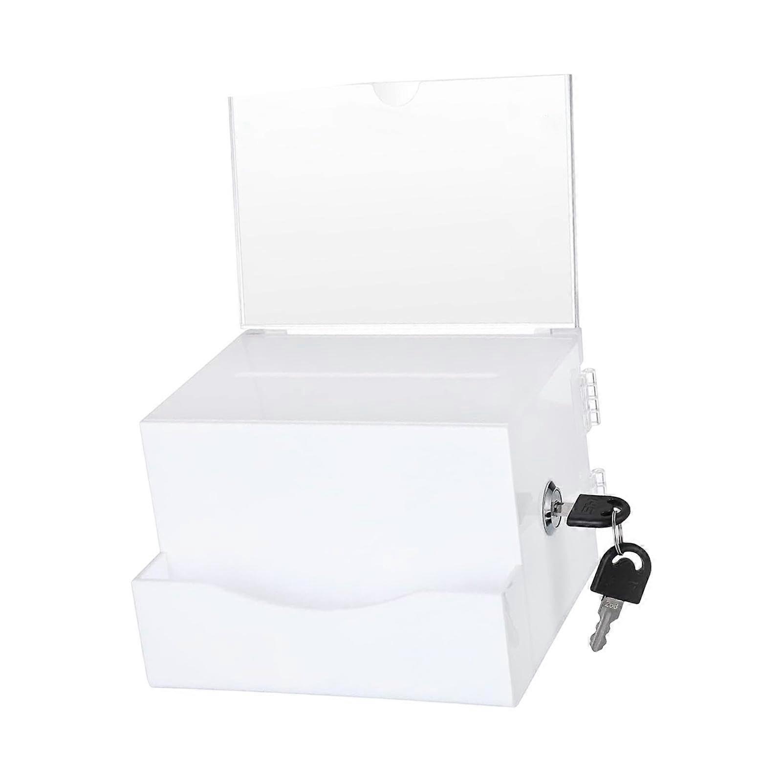 Acrylic Donation Box Suggestion Box Storage Organizer Container Case Post Mail Box, White