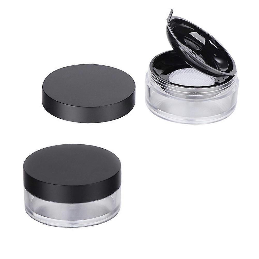 Cosmetics Storage Box Makeup Powder Container Anti-Leakage Elastic Mesh Style 6.5x6.5x3cm Portable for Travel 2Pack