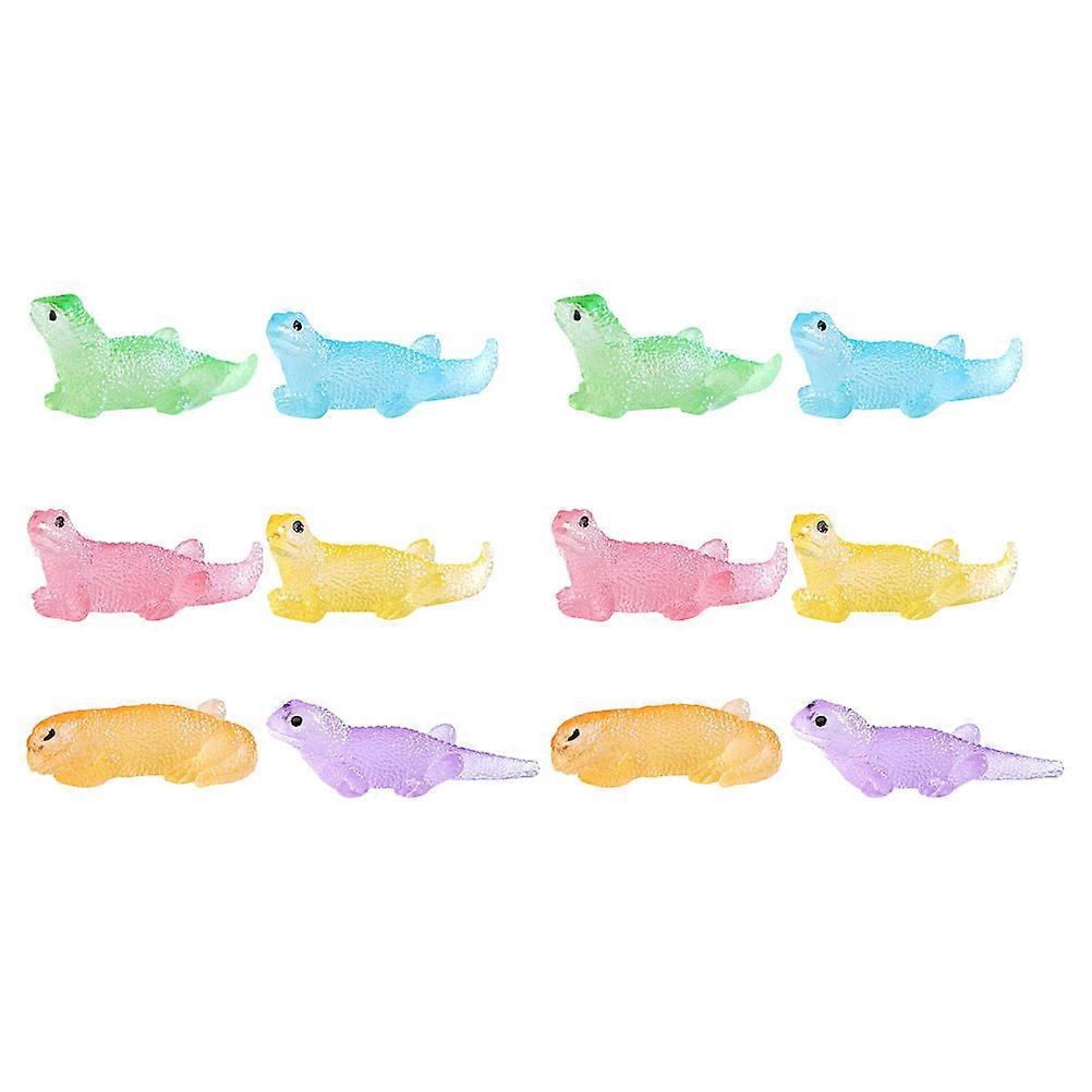 12pcs Luminous Mini Resin Lizard Figurines Realistic Tiny Statues for Fairy Garden Micro Landscape Decor Glow in the Dark Durable Diy Accessories