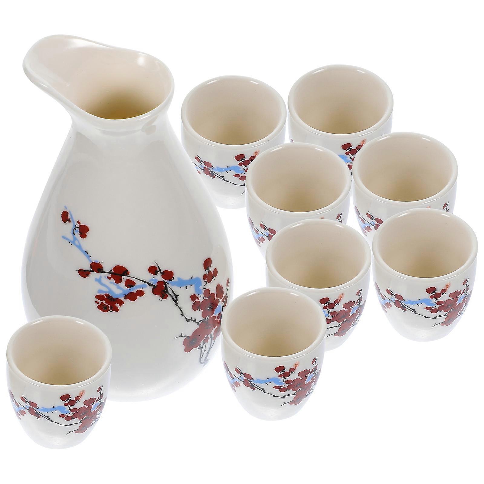 Vintage Sake Kettle Ceramic Teapot With 8 Cups Classic Design For Sake Lovers present Recipients 1 Set