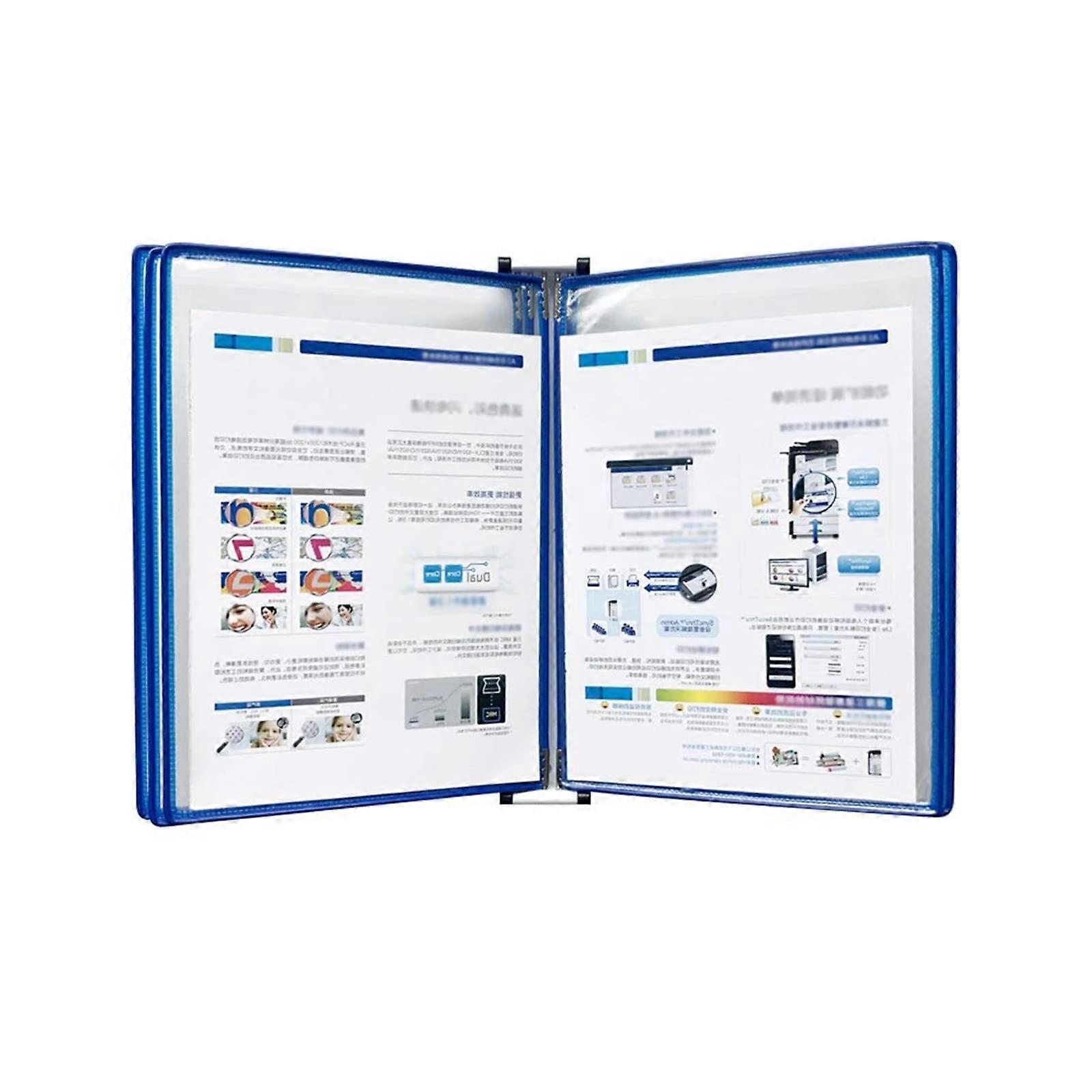 Wall-Mount Reference Organizer - A4 Display Stand With 5 Double-Sided Panels, 10-Page Capacity, Blue