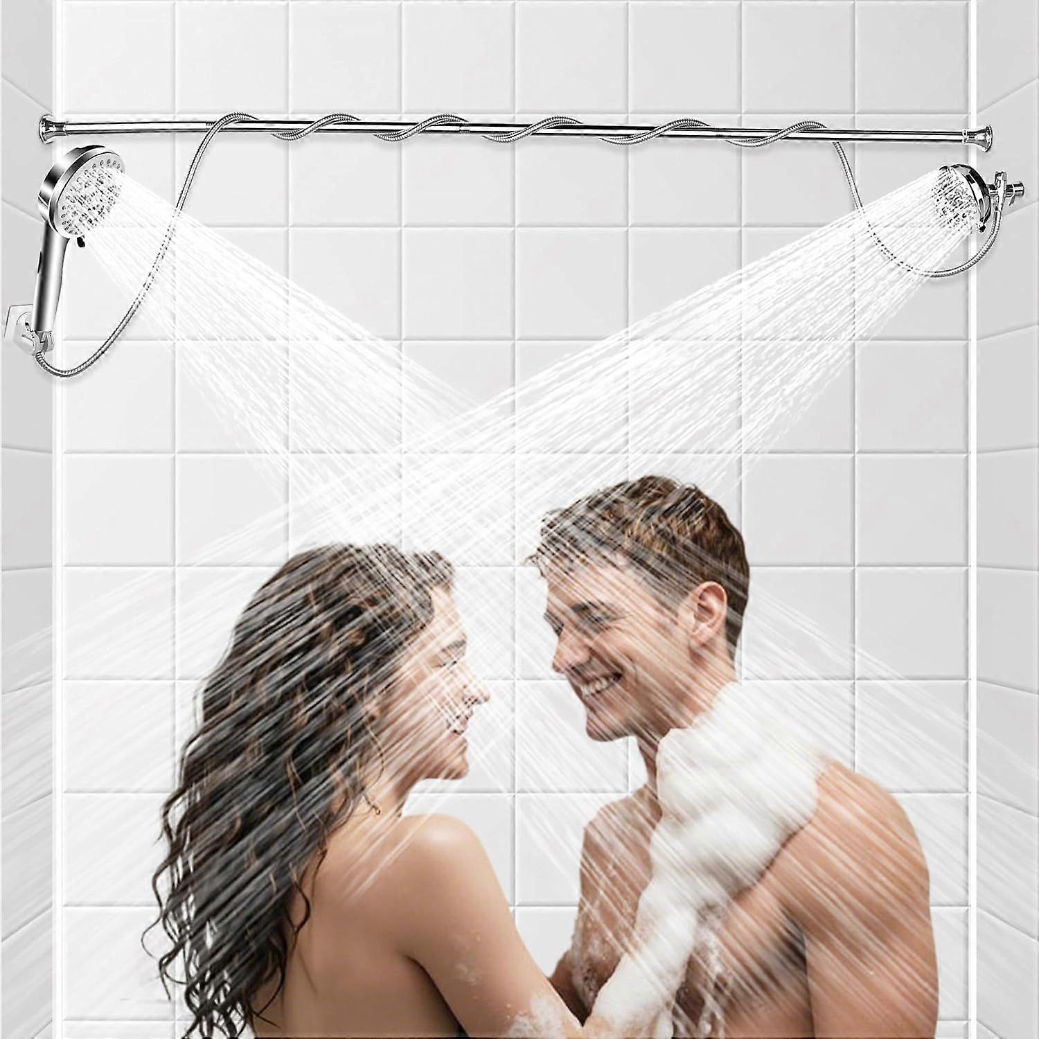Dual Shower Head for Couples  High Pressure Double Shower Heads for Two People with Adjustable Settings, 2-Person Shower Head System with Splitter, Id