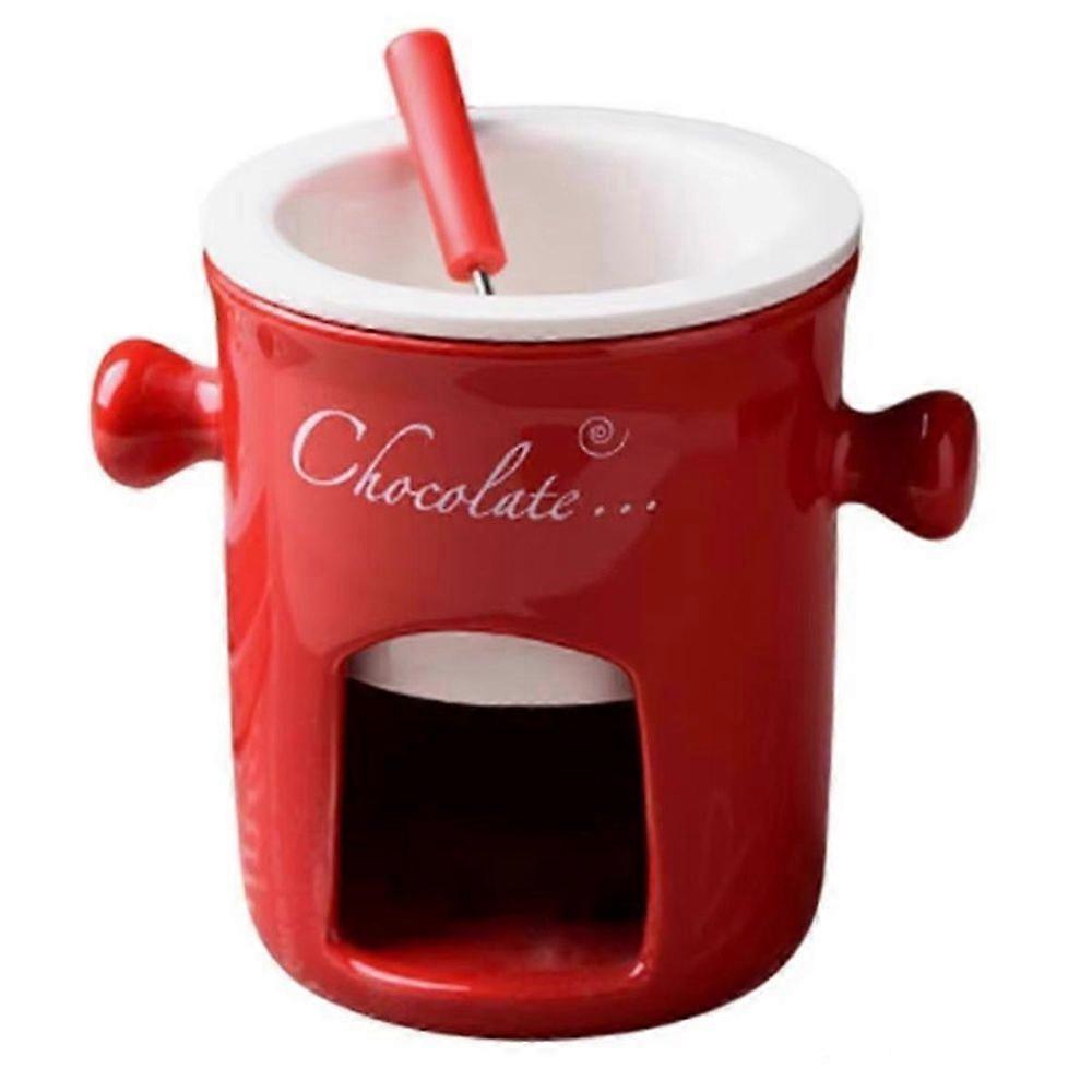 Fondue Κούπα Κεραμική Σοκολάτα Melting Fondue Pot Σοκολάτα Fondue Κούπες Σνακ Candy Σοκολάτα Melter Pot Red js