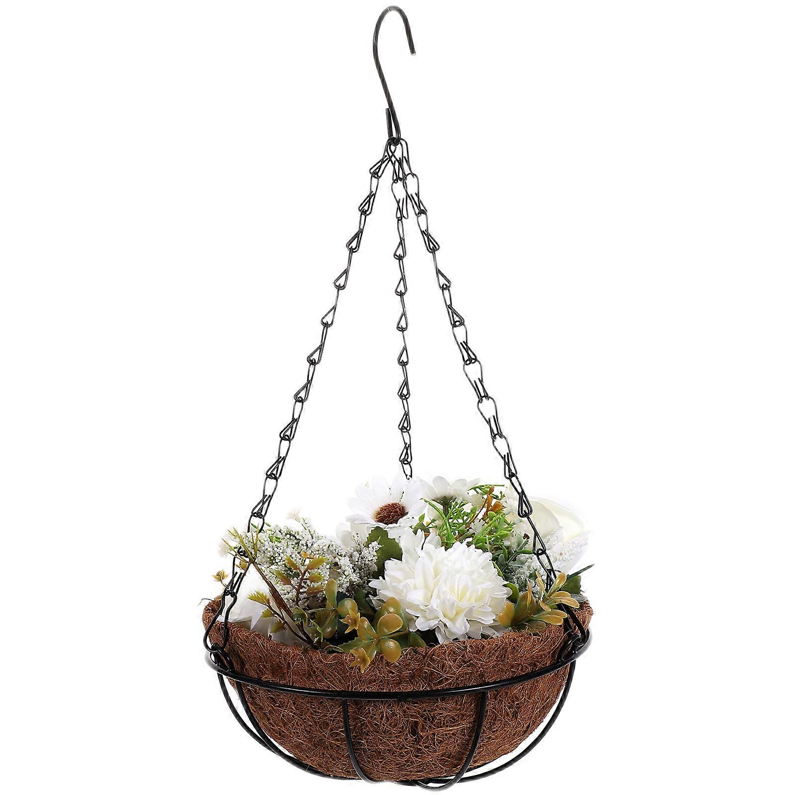 Decorative Artificial Flowers Simulation Rose In Basket Hanging Ornament Country Style 40X20X20cm 1Pack