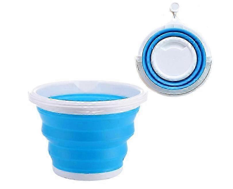Collapsible Bucket With Handle, Mop Bucket, Silicone Portable Fishing Bucket, Bucket For Cleaning, Backpacking, Camping And Outdoor Survival (blue)