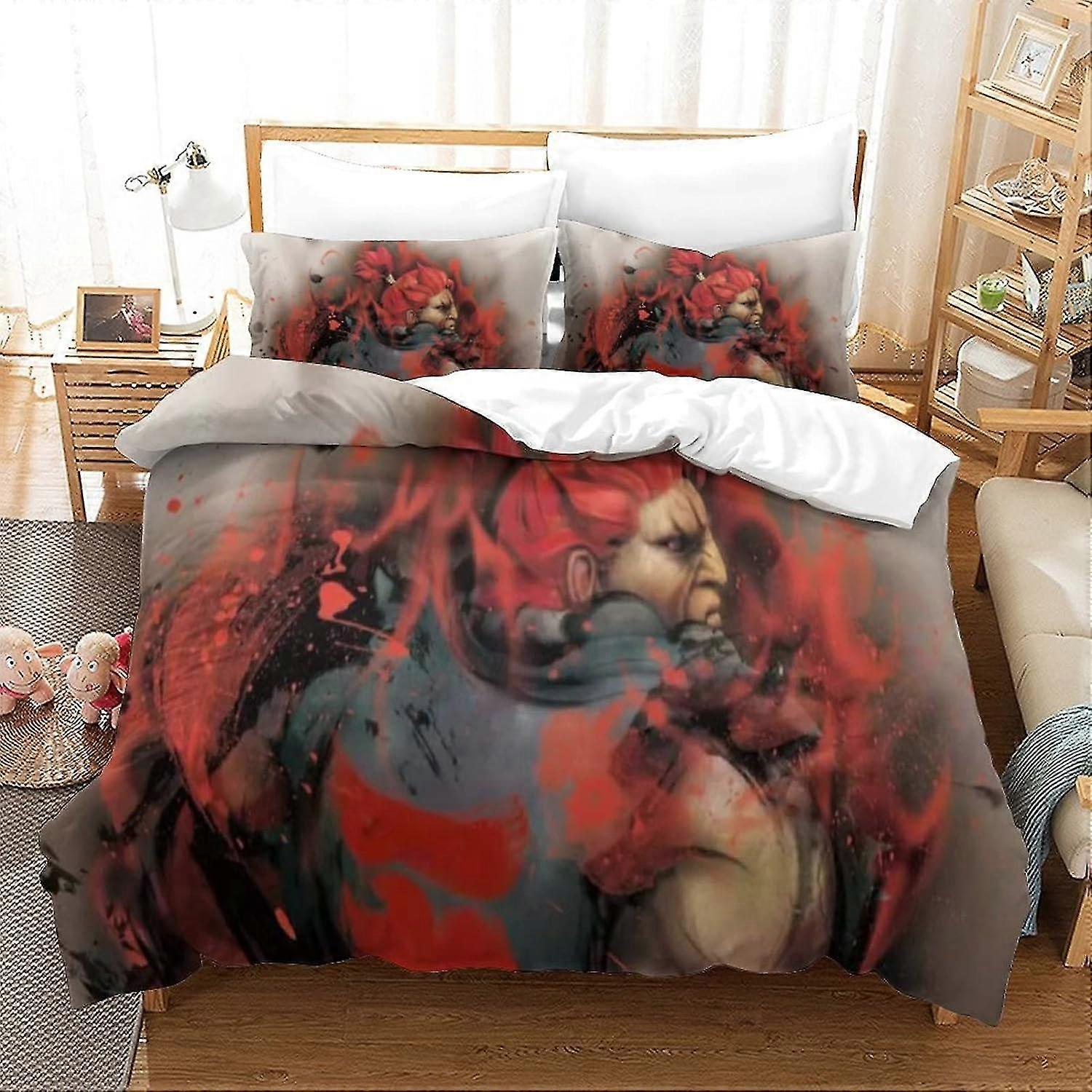 Bedding Duvet Cover Set with 3D Print for Street Fighter, Available in Single, Double, and King Size Microfibre with Pillowcases