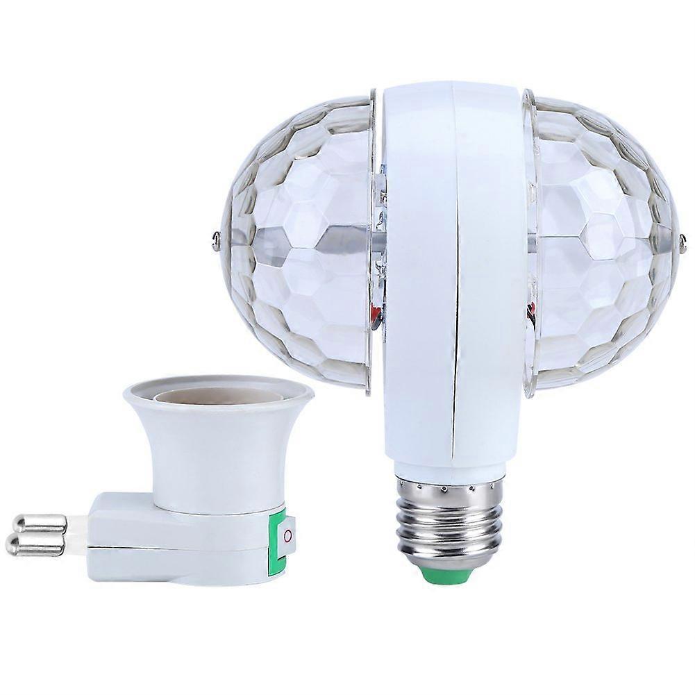 E27 RGB LED Disco Stage Lights Ball Bulb 2Head Rotating Party Effect Lamp Pub Disco Stage Light 6W Suitable for KTV, Singing Halls, etc. (EU)