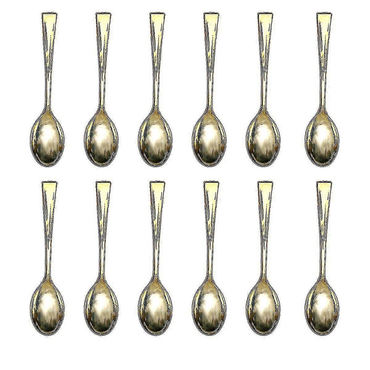 Barbekü Partisi Piknik için 72 adet Plastik Tek Kullanımlık Altın Mini Kaşık Seti Plastik Taklit Metal Flatware
