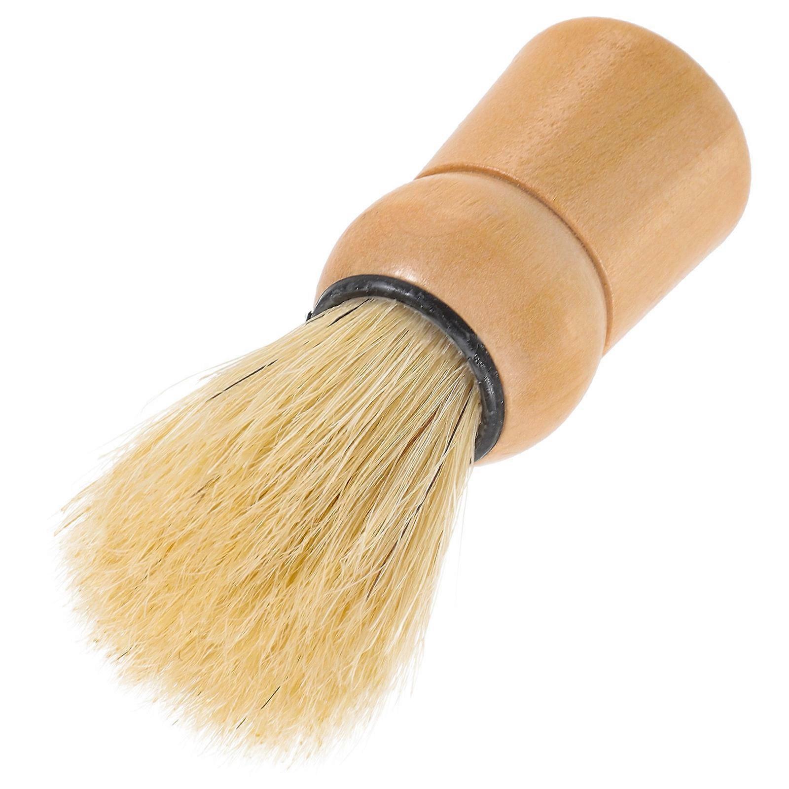 Barber Beard Brush with Rectangular Handle Shaving Foaming Accessory Pig Bristle 8.5x2.5cm 1Pcs