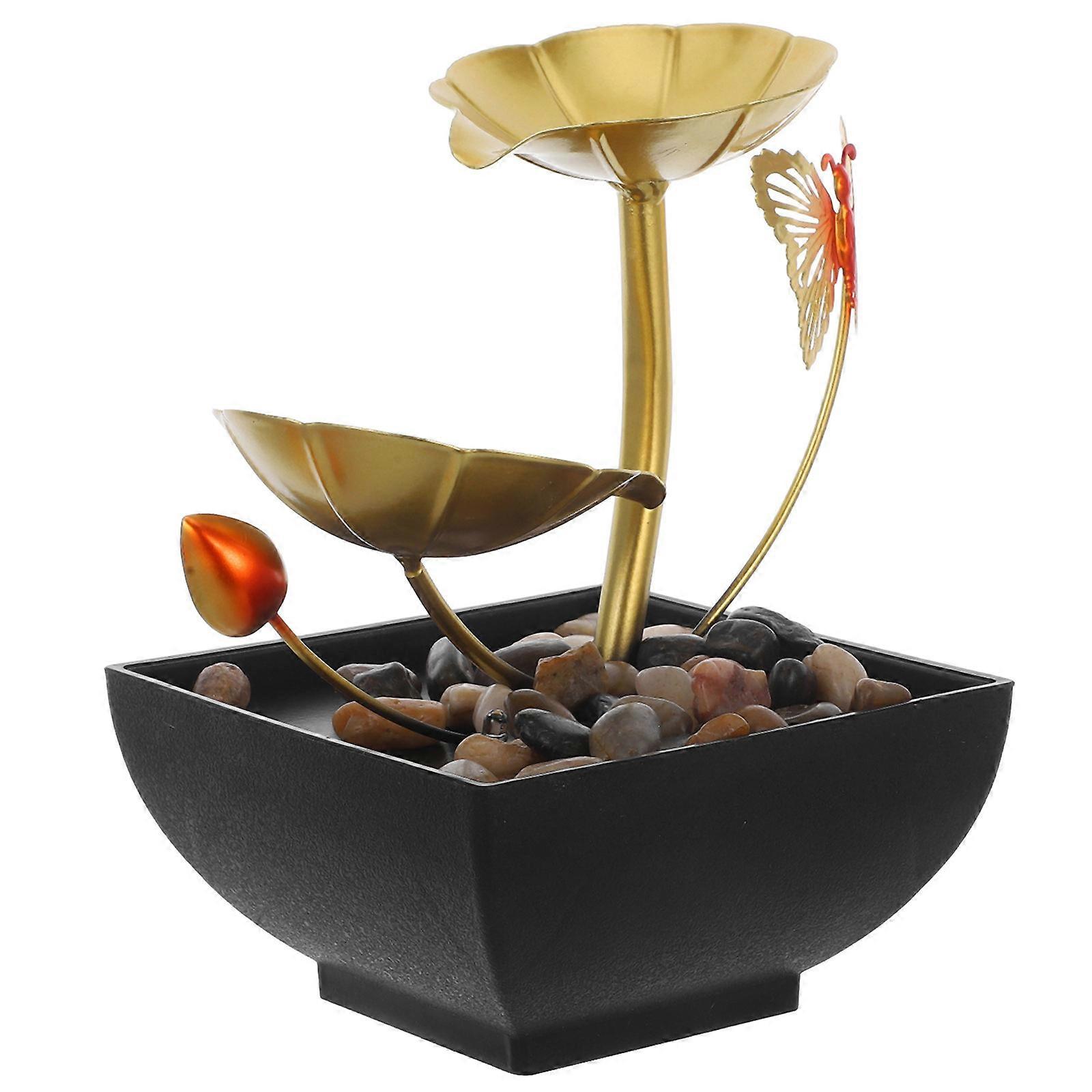 Indoor Waterfall Fountain Desk Decor with Leaf Design for Home Office Relaxation and Air Humidification