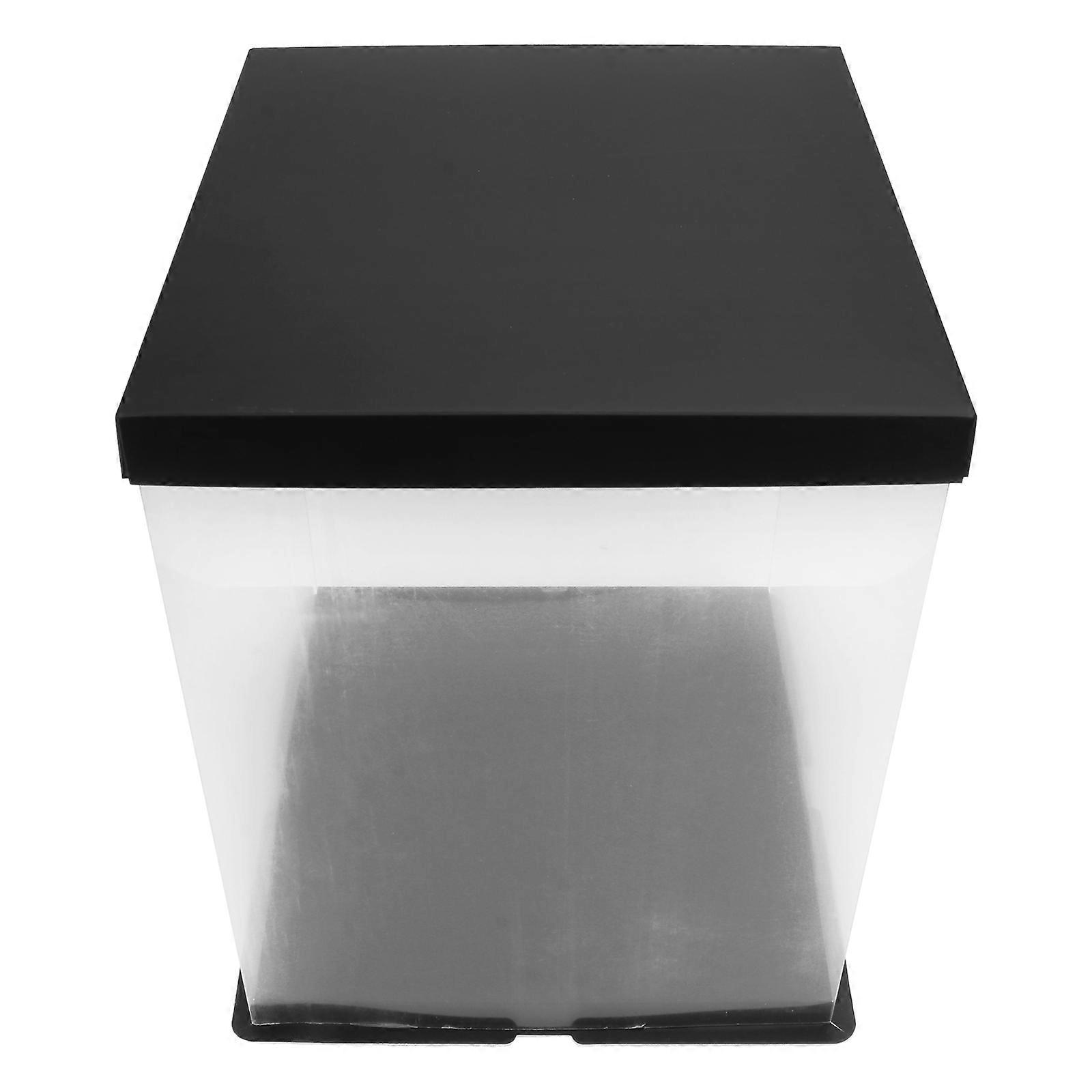 Black Plastic Cake Box with Ribbon for Secure Sealing and Easy Carrying Suitable for Gift Supply and Storage Use 1 Set