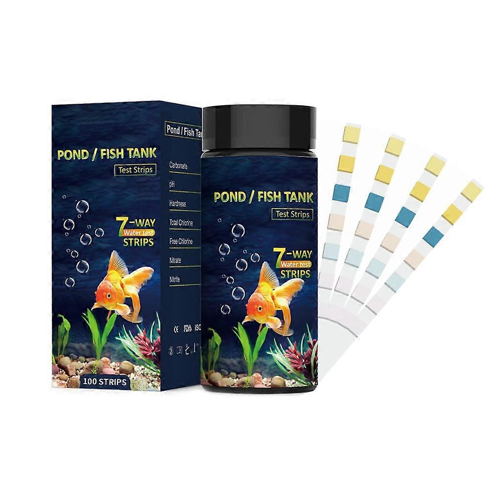 7 in 1 Aquarium Test Strips 100 Strips Kit For pH Chlorine Nitrate Nitrite Carbonate Hardness Total Alkalinity