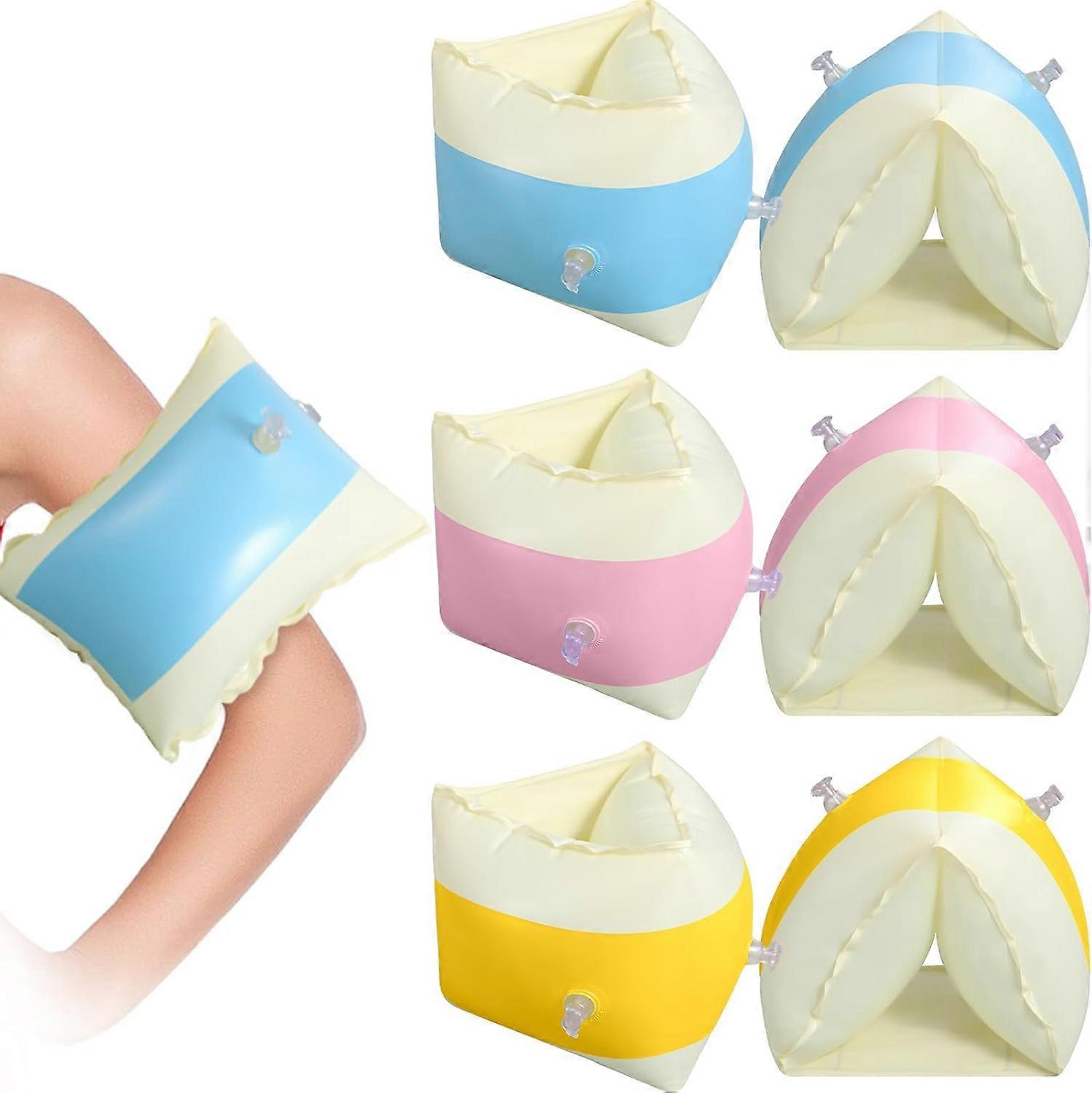 3Pairs Arm Floaties for Adults - Inflatable Swimming Arm Bands for Water Learning & Training, Pool & Beach Safety Floaties, Striped