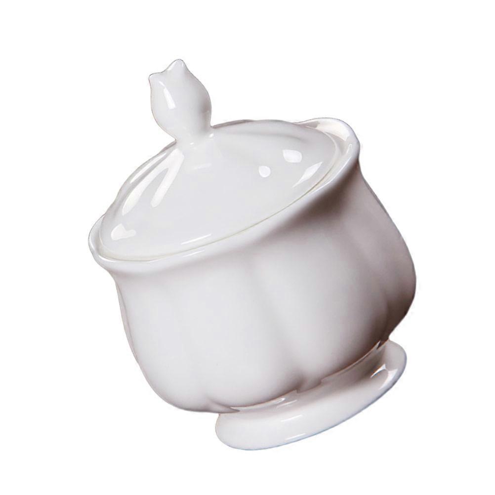1Pc White Ceramic Sugar Jar Coffee and Candy Holder Practical Milk Container