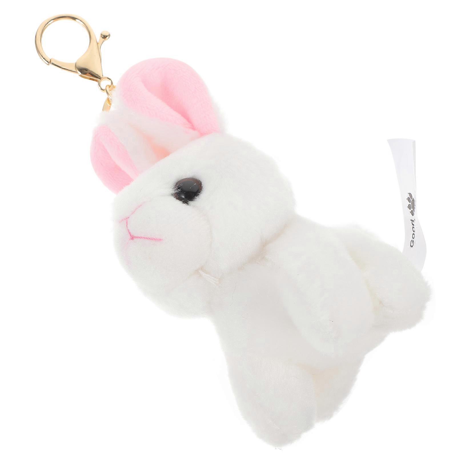 Adorable White Rabbit Plush Keychain with Zinc Alloy for Decoration Bag Charms for Handbags Lightweight Compact