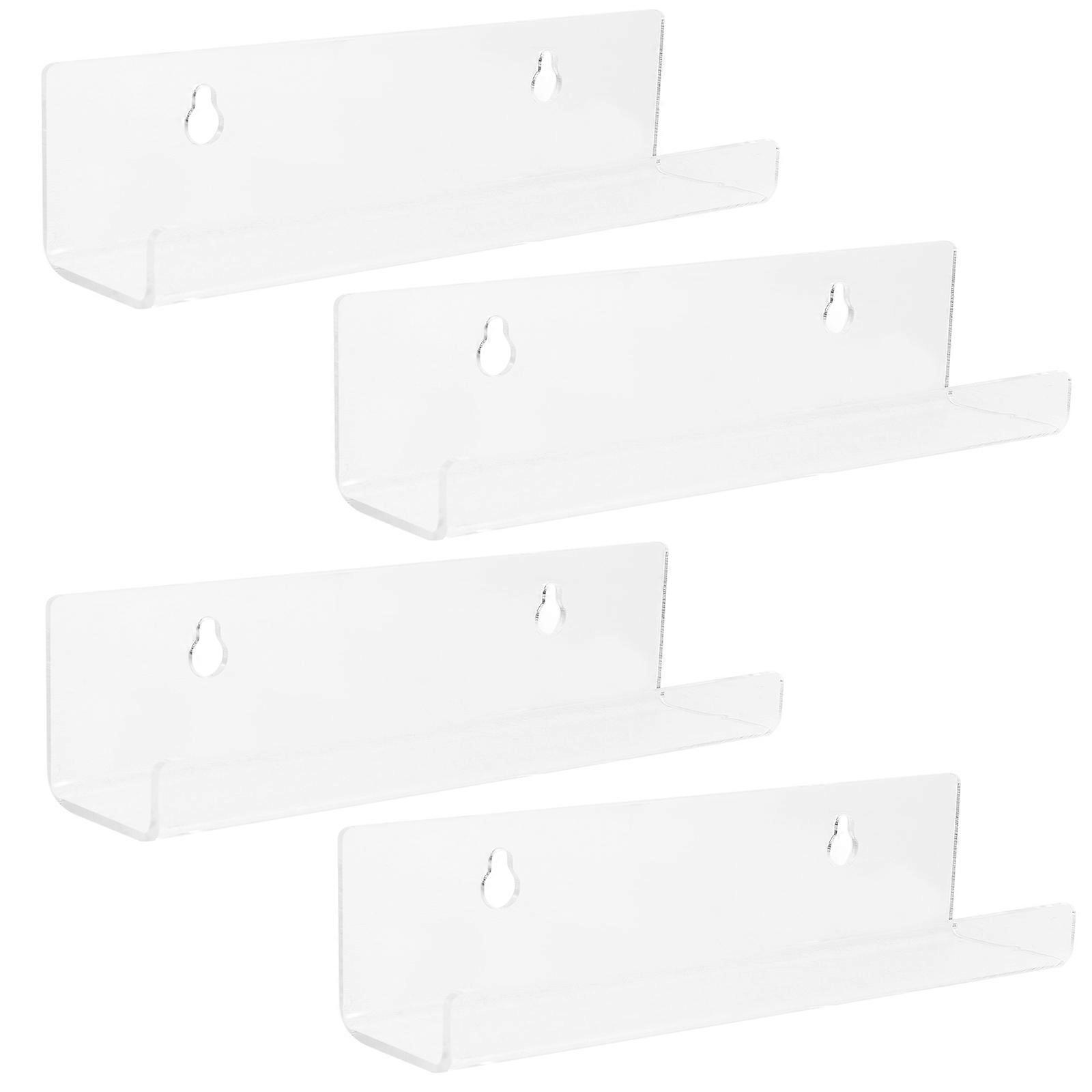 4pcs Acrylic Transparent Record Display Rack for Album Storage Holder with Wall Mount