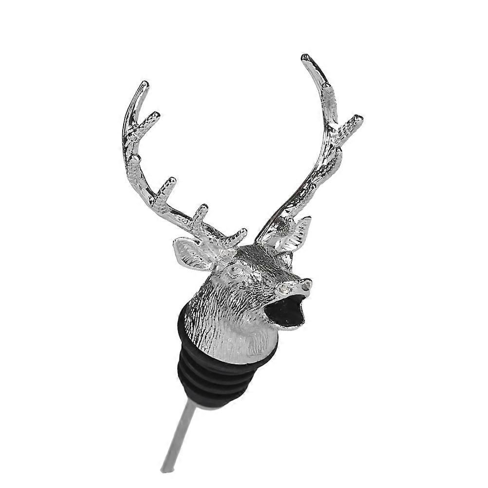 Deer Head Pourer and for Bottles Silver Zinc Alloy Fits Most Liquor Botters 7.5 Inches