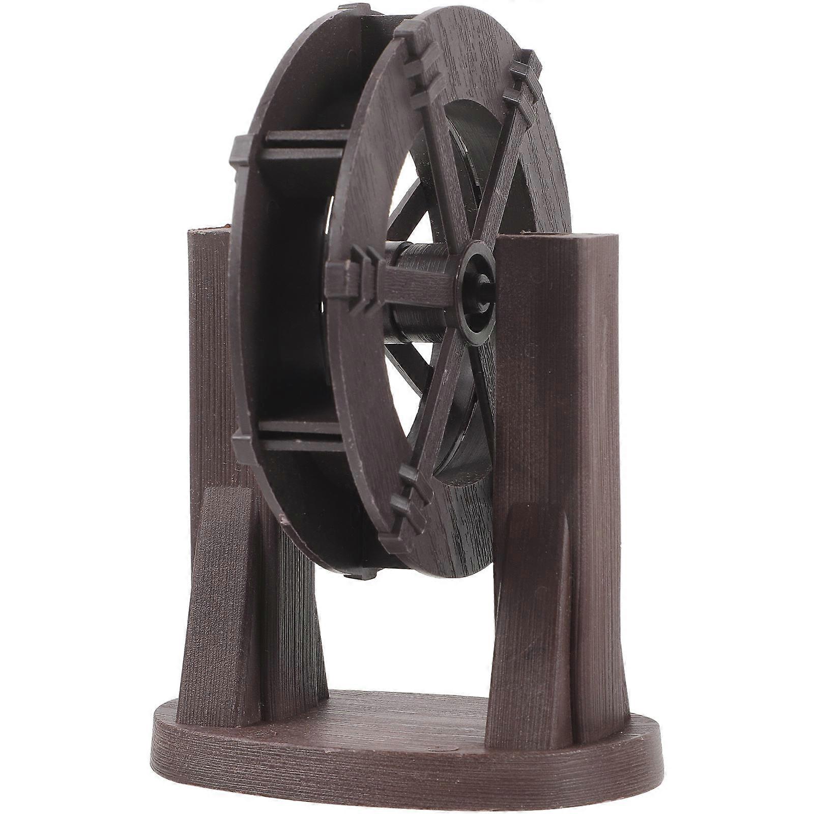 Light Brown Plastic Running Water Wheel Decor for DIY Miniature Craft and Scene Layout 2.5 Inches