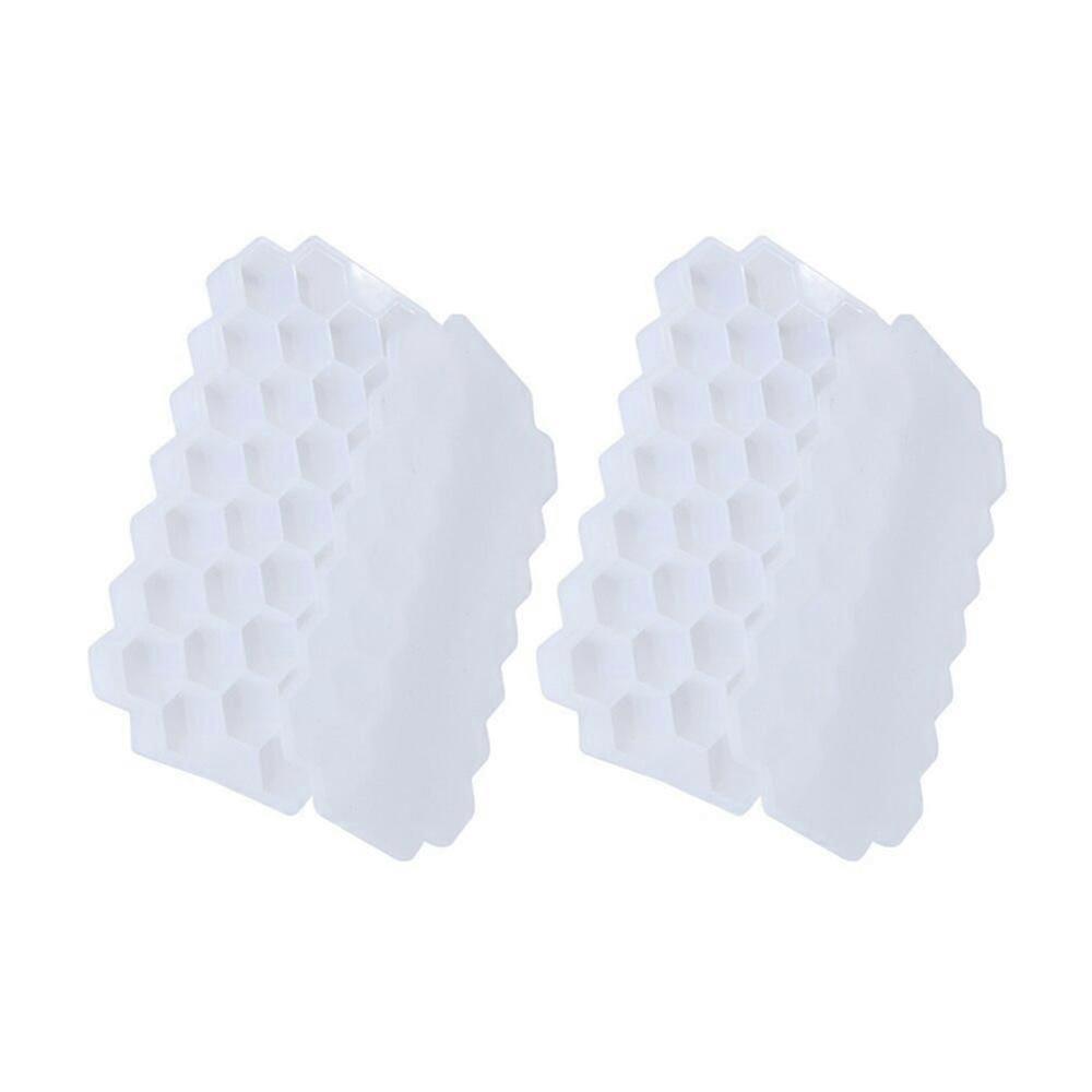 Set of 2 ice cube trays, Hexagonal shape, 37 cubes, Silicone, 20.8 x 12.5 x 2.5 cm, White