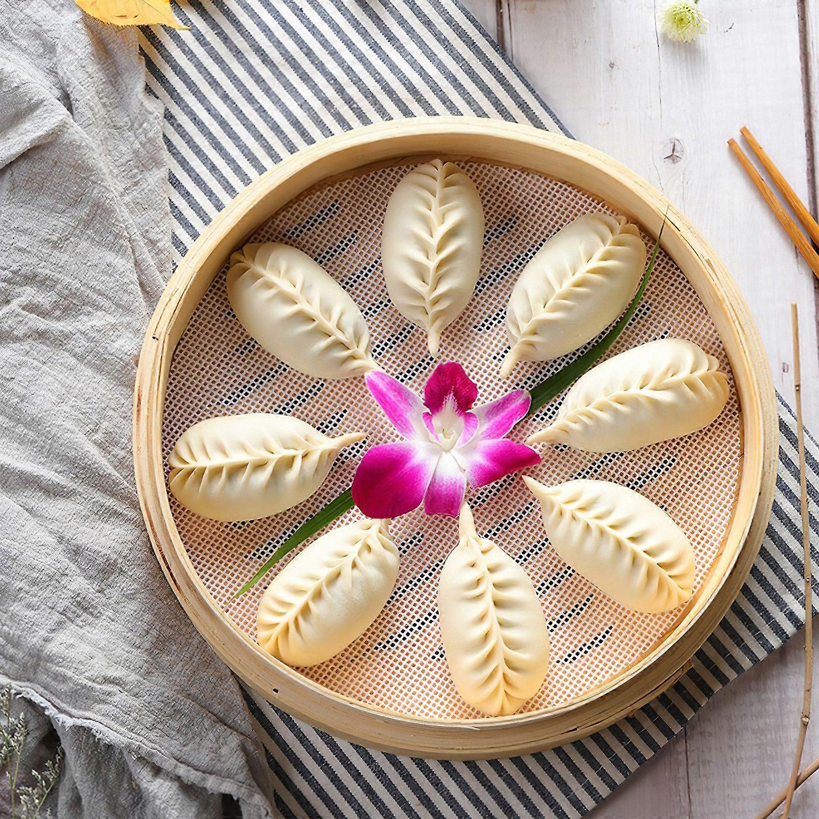 5 Pcs Reusable Kitchen Silicone Steamer Mesh Non-stick Pad Round Shape Dumplings Mat Steamed Buns Baking Pastry Dim Sum Mesh-Diameter 30CM