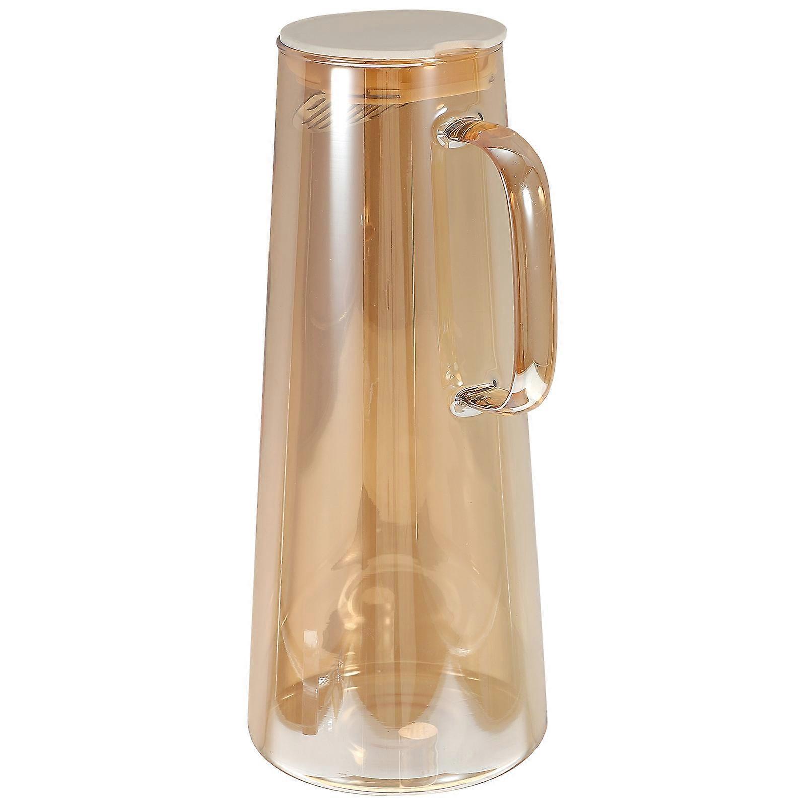 Transparent Water Pitcher with Tea Infuser Large Capacity Glass and Stainless Steel for Storage Light Brown