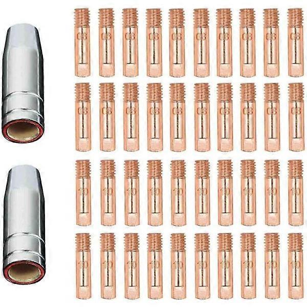 42 Pcs MIG/MAG Welding Torch Consumables MB15 15AK Gas Nozzles Contact Tips Nozzle Holder 0.8/1.0mm
