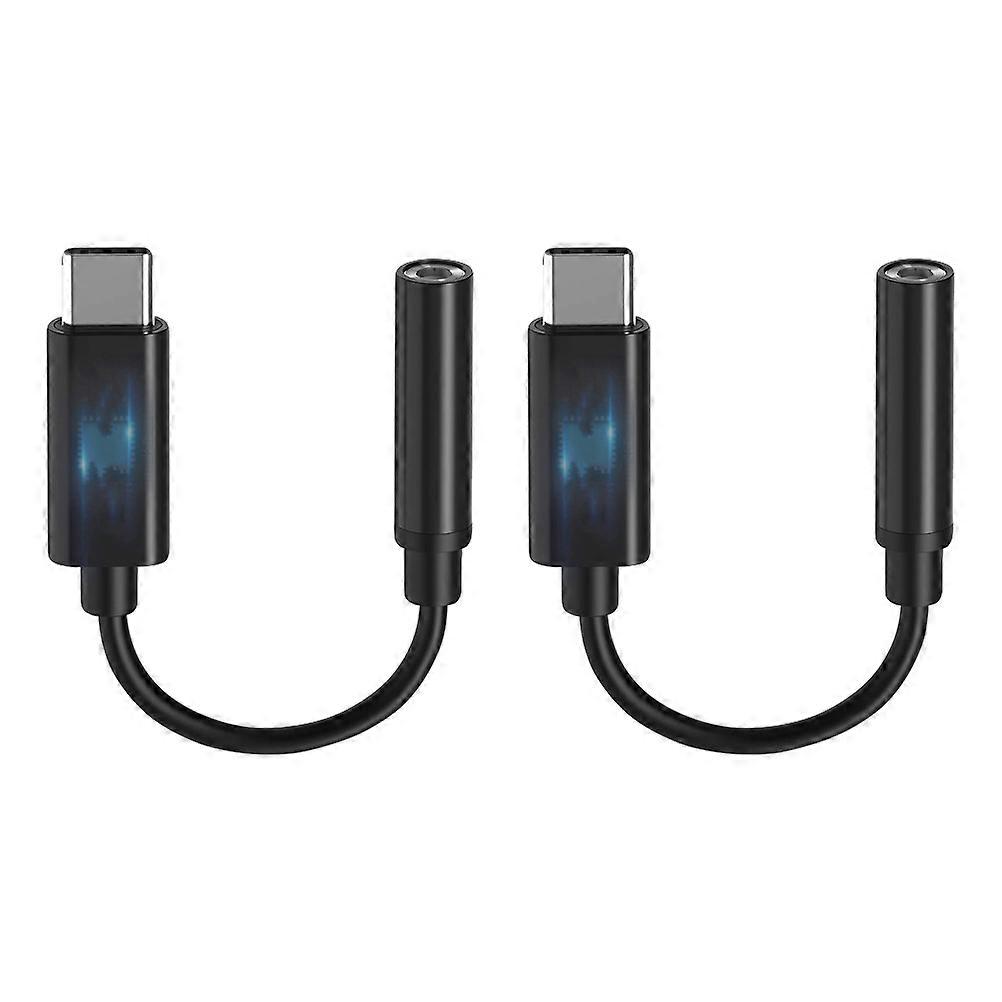 USB-C Earphone Adapter Cable 2Pcs Black Tpu Type-C Adapter with Tangle-Free Flexibility for Home Use