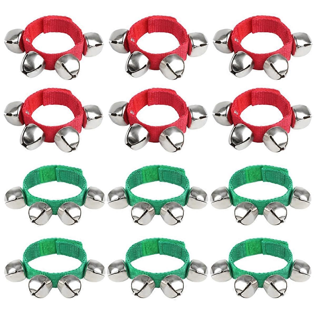 12Pcs Wrist Band Bells Rhythm Instrument for Kids Xmas Party Favors-A