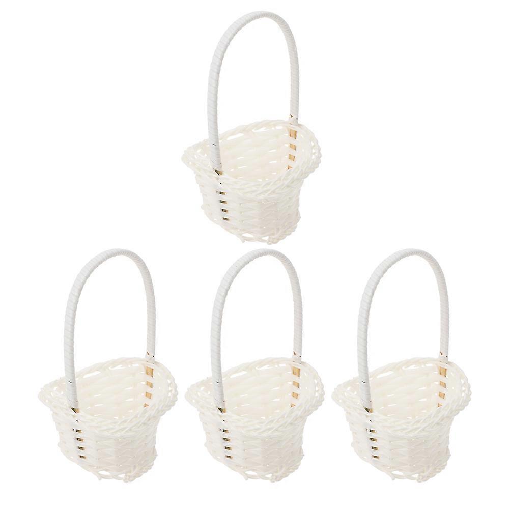 White Plastic Woven Baskets for Decor Simple Design Multi Functional Storage Basket 4pcs