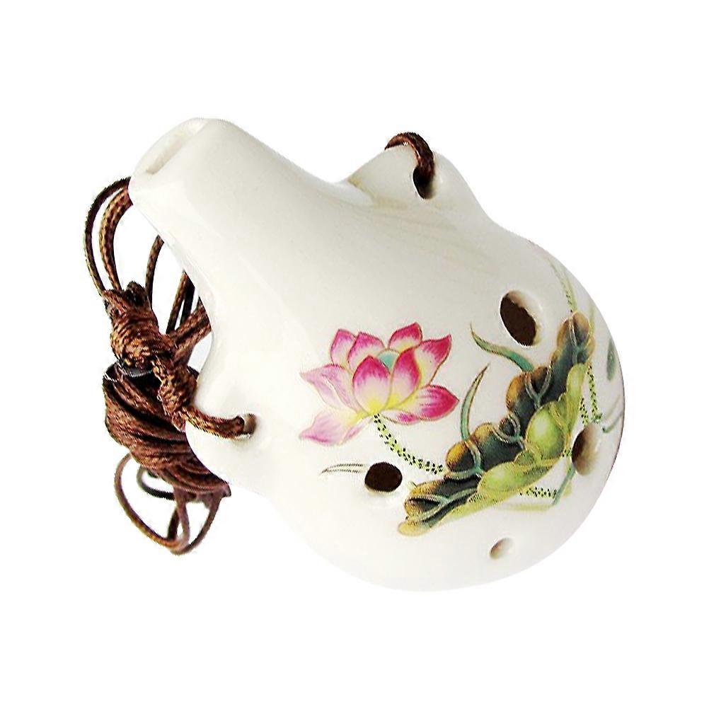 Musical Beginner Ocarina in Ceramic with Lovely Flower Design and Multi Colors 6-hole