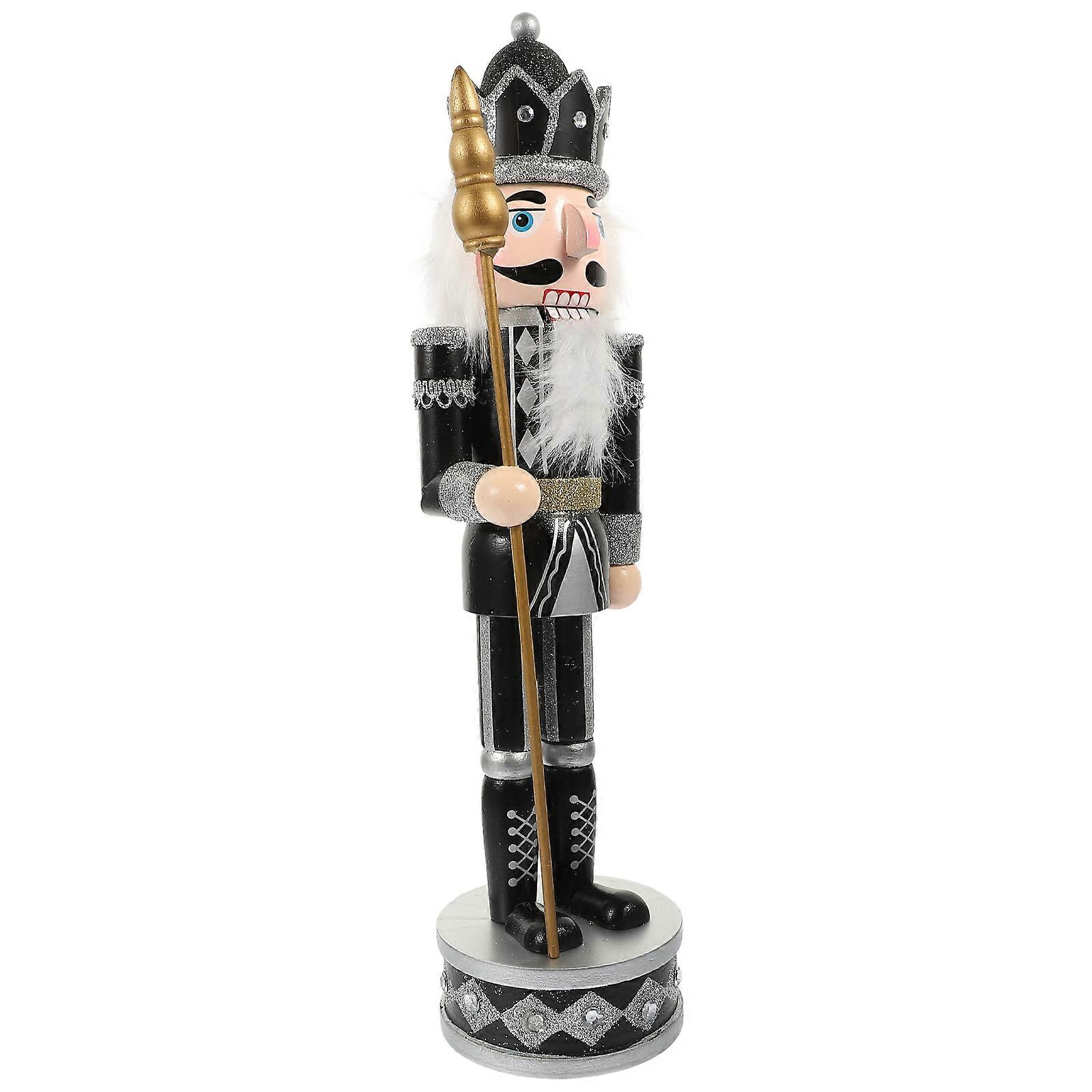 Silver Nutcracker Soldier Puppet For Xmas Party Supplies 38X9.5X9.5Cm 1Pack